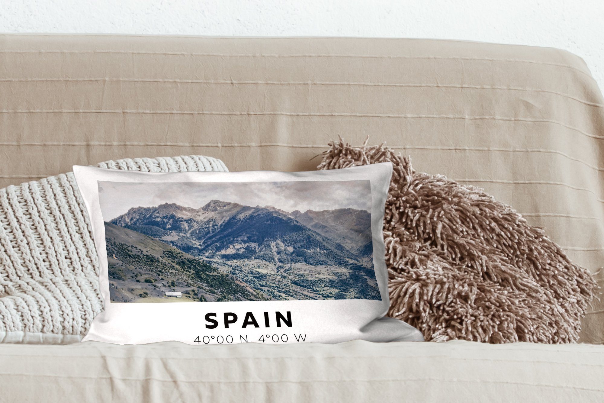 Dekokissen Schlafzimmer - Füllung, Dekokissen MuchoWow Dekoration, Zierkissen, Wohzimmer - Spanien Europa, mit Grün