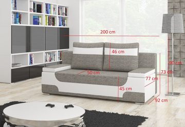 MOEBLO Schlafsofa ANDREA, Couch für Wohnzimmer, Sofa Federkern Sofagarnitur Polstersofa Wohnlandschaft, - (BxHxT): 200x90x92 cm