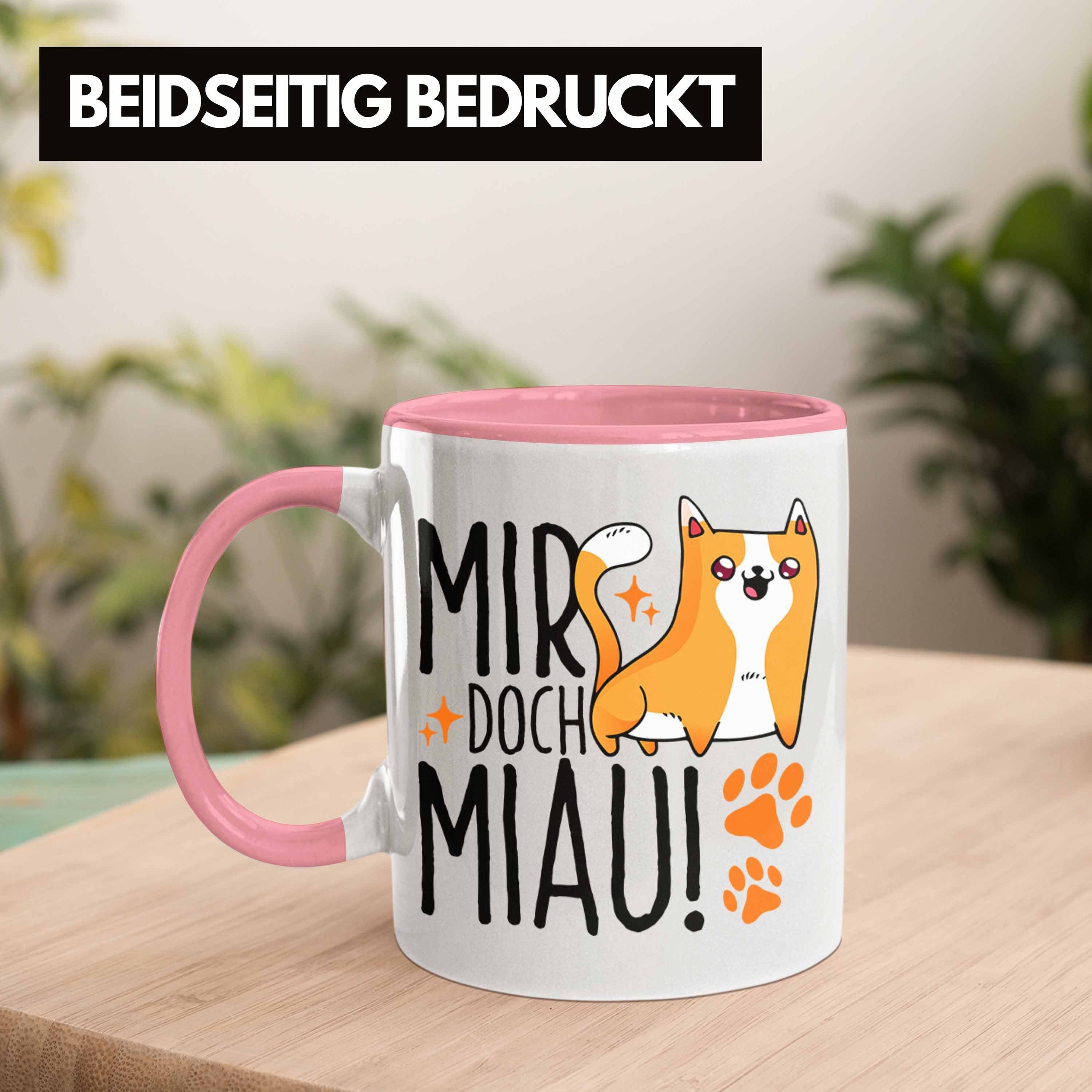 "Mir Doch Trendation für Miau" Lustige Katzen- Tasse Rosa Geschenk Tasse Katzen Geschenkidee