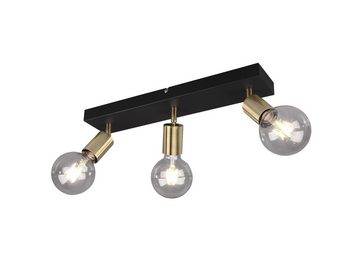 meineWunschleuchte LED Deckenstrahler, Dimmfunktion, LED wechselbar, Warmweiß, innen Industrial Deckenleuchte 2-flammig Jugendzimmer, Schwarz Gold