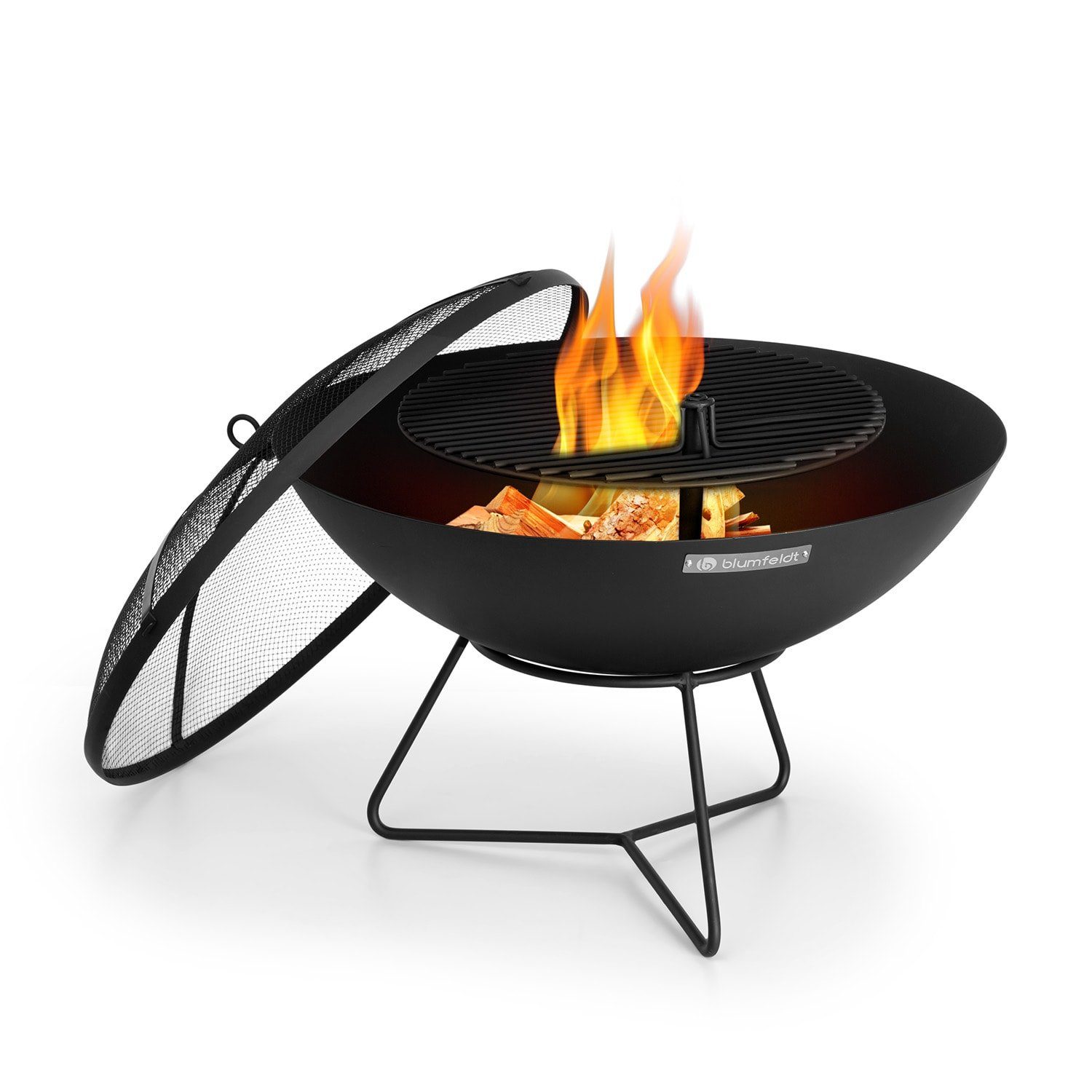 blumfeldt Feuerschale »Orbit 3in1 StahlFeuerschale Grill Gartentisch