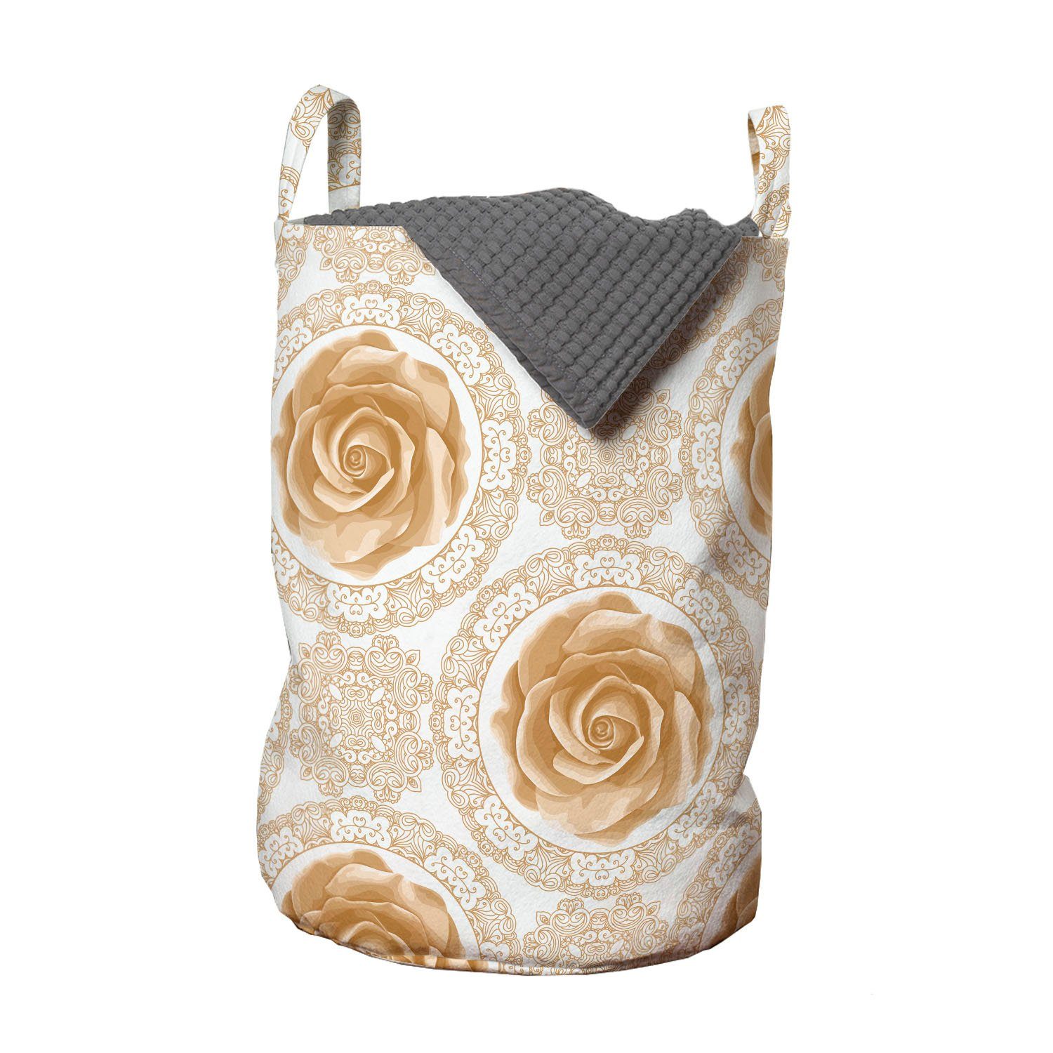 Abakuhaus Wäschesäckchen Wäschekorb mit Griffen Kordelzugverschluss für Waschsalons, Blumen Rose Röschen | Wäschesäcke