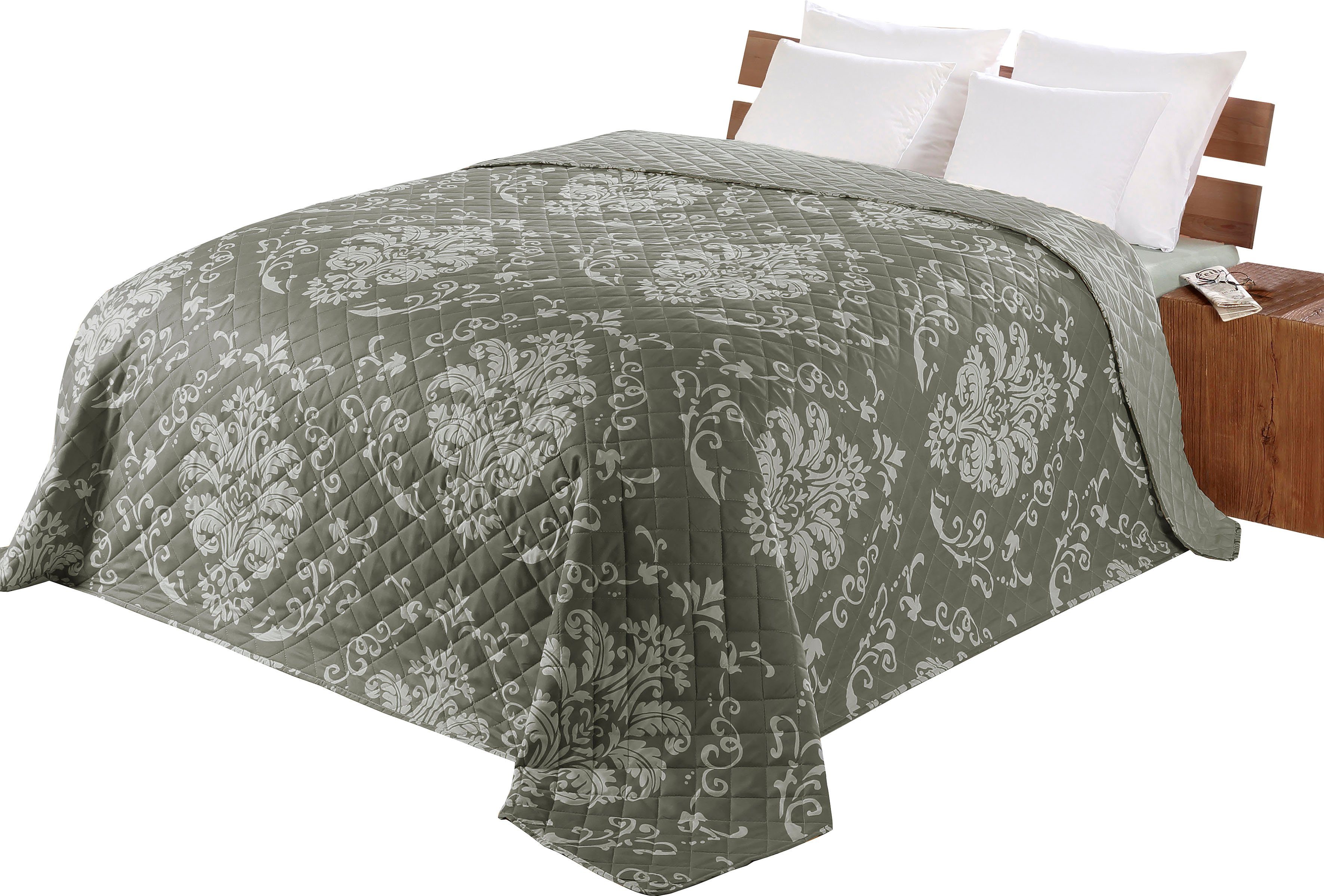 140x210 cm für Einzelbett grau Arabesken Tagesdecke Bettüberwurf Ornamente 