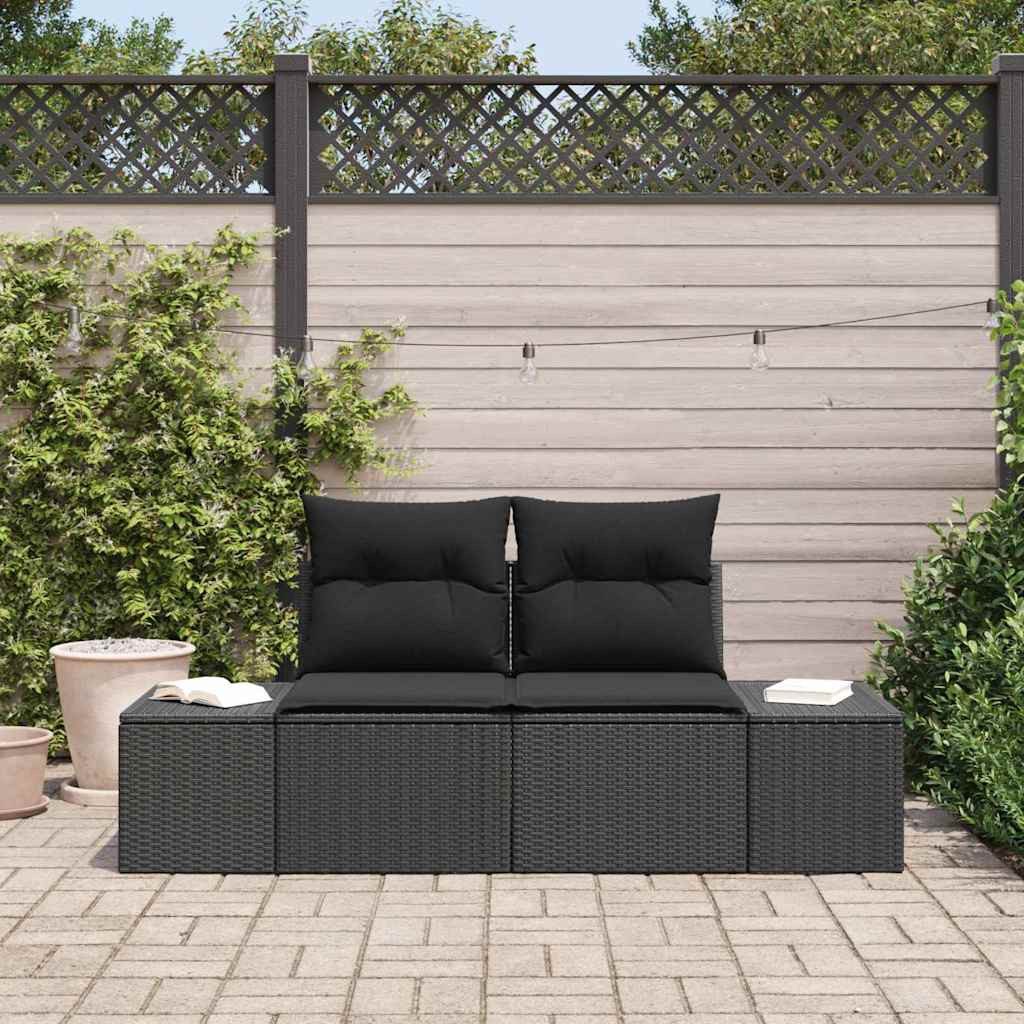 vidaXL Loungesofa Gartensofa mit Kissen Schwarz 184 x 62 x 69 cm Poly-Rattan, 1 Teile