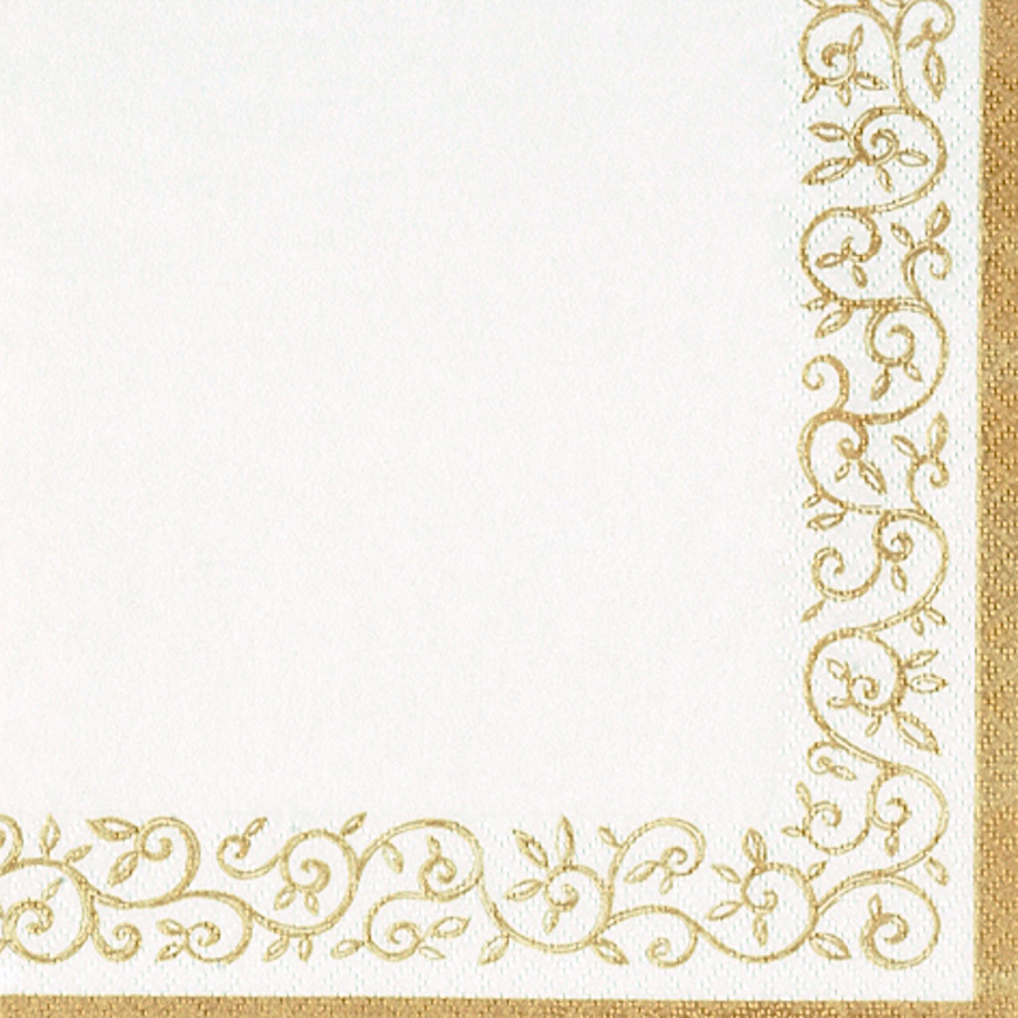 ti-flair Papierserviette, Servietten Papier 33x33cm Ornament Rand geprägt 20 Stück Weiß / Gold