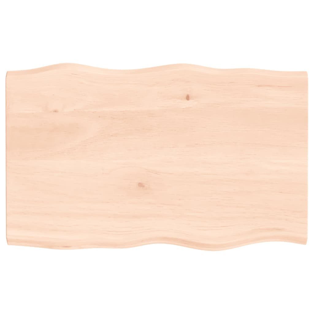 furnicato Tischplatte cm St) (1 Unbehandelt Eiche Massivholz 80x50x2 Baumkante