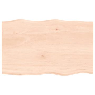 furnicato Tischplatte 80x50x2 cm Massivholz Eiche Unbehandelt Baumkante (1 St)
