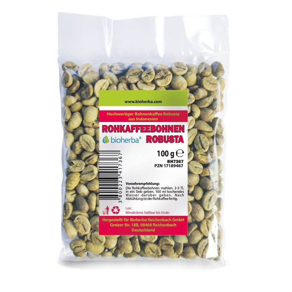 BIOHERBA R Rohkaffeebohnen Robusta 100 g Glas