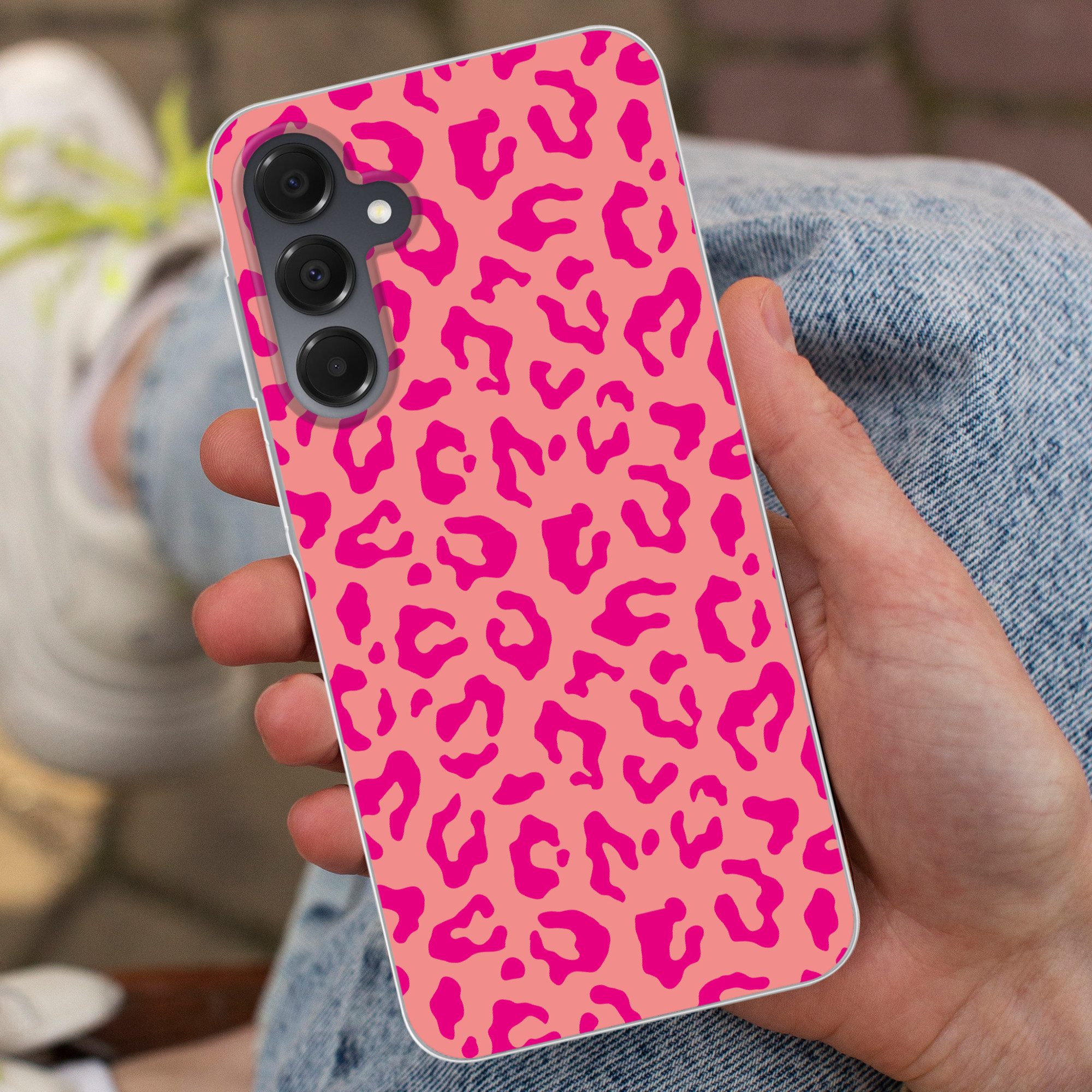 MuchoWow Handyhülle für Samsung Galaxy A16 5G Pantherdruck - Rosa - Tierdruck - Minimalist, Phone Case, Silikon, Schutzhülle Dünn