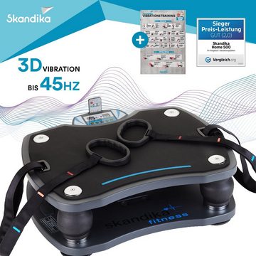 Skandika Vibrationsplatte 500 mit 3D Vibrationstechnologie, schwarz, rutschfeste Trainingsfläche, Trainingsbänder und Fernbedienung