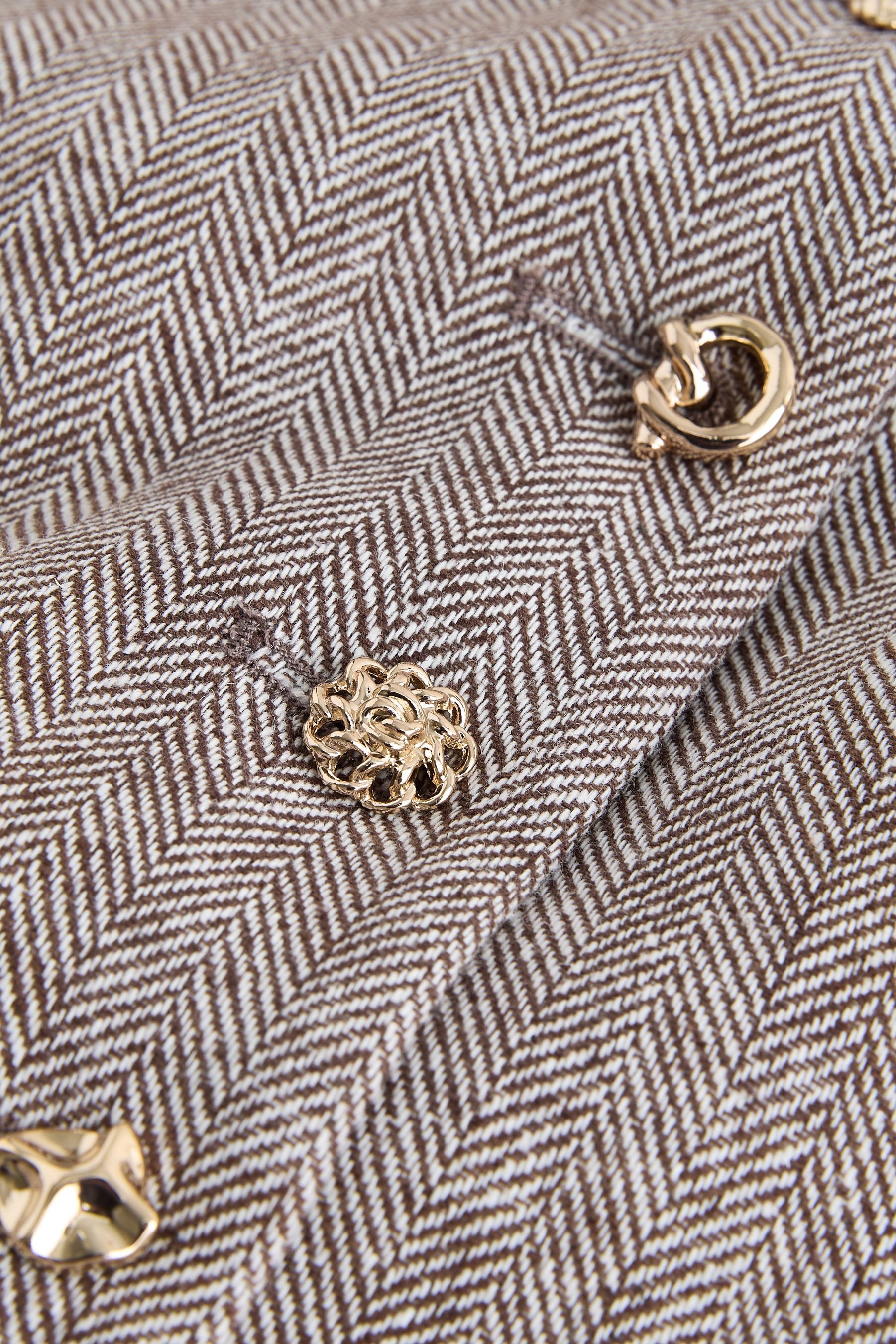 Next Jackenblazer Fischgrät-Jacke ohne Kragen mit hohem Leinenanteil (1-tlg) – Bild 4 von 5