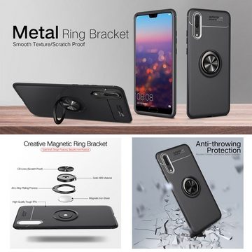 Nalia Smartphone-Hülle Huawei P20 Pro, Matte Ring Silikon Hülle / 360 Grad Ring / Standfunktion / Rutschfest