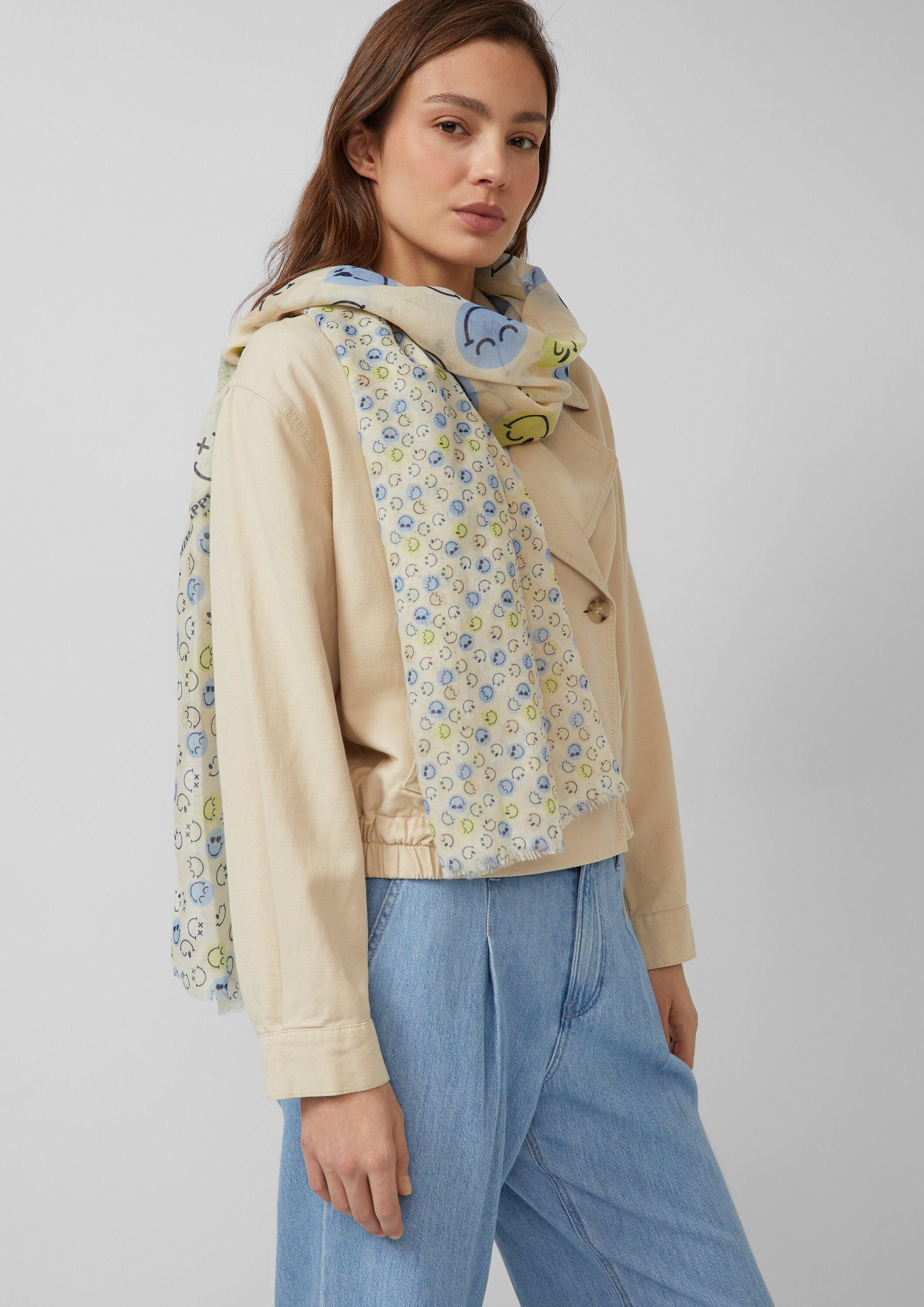 s.Oliver Schal Tuch, Leichter Schal mit S.W.-Smiley®-Print