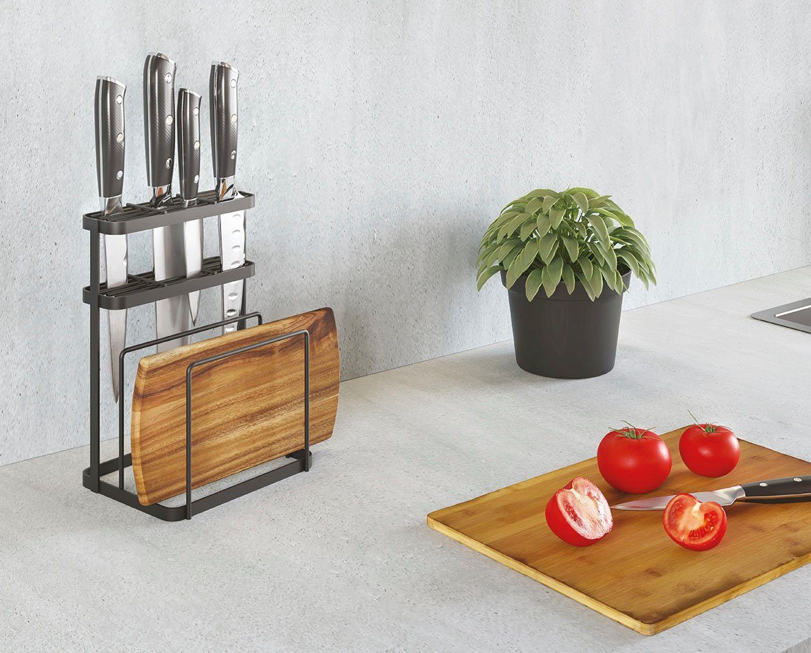 Metaltex Küchenorganizer-Set mit exklusiver Metaltex ThermoTouch® Beschichtung, (Set, 1-tlg), Messer- u. Schneidebrett-Organizer