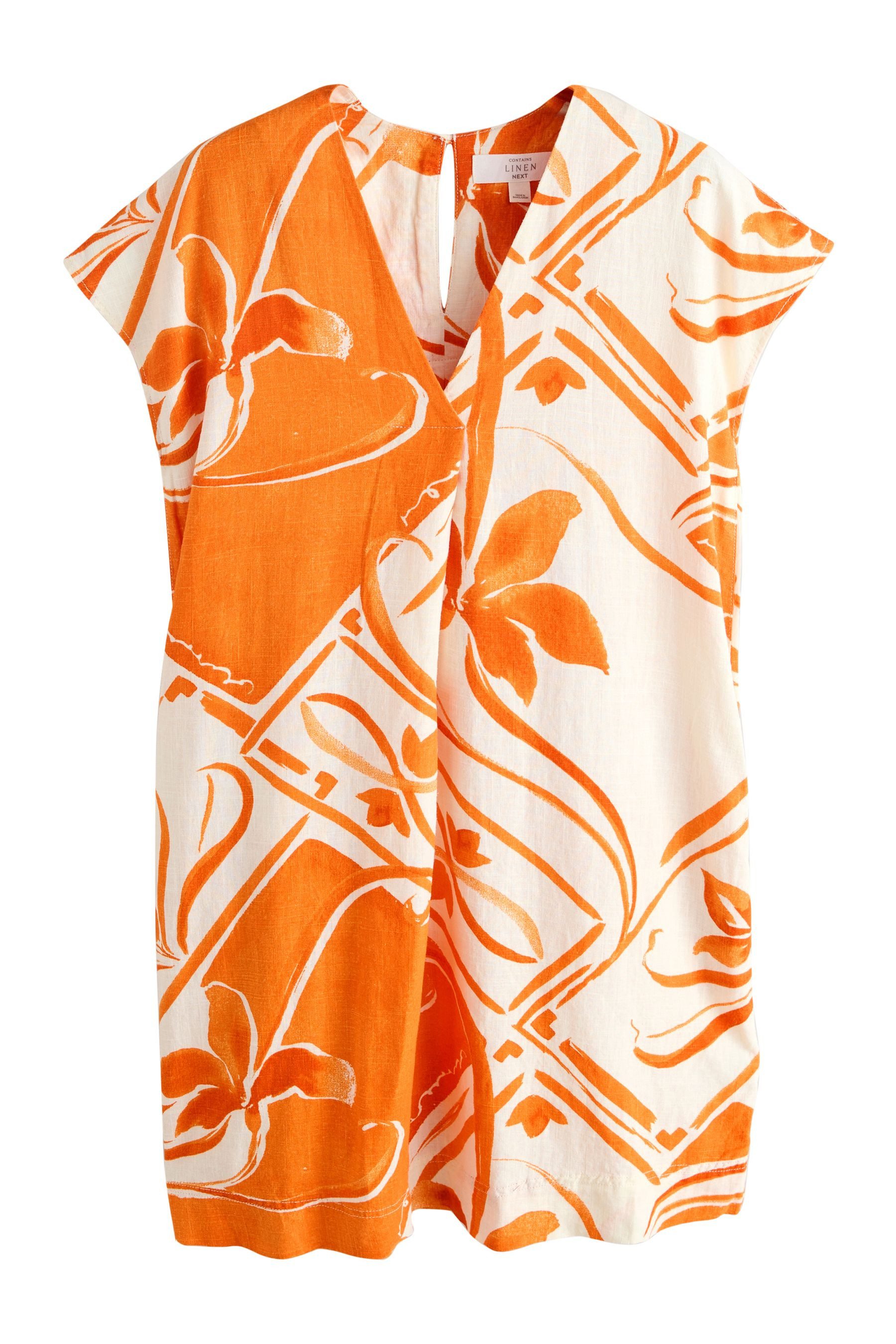 Next Minikleid Kurzärmeliges Kaftan-Minikleid mit V-Ausschnitt (1-tlg)