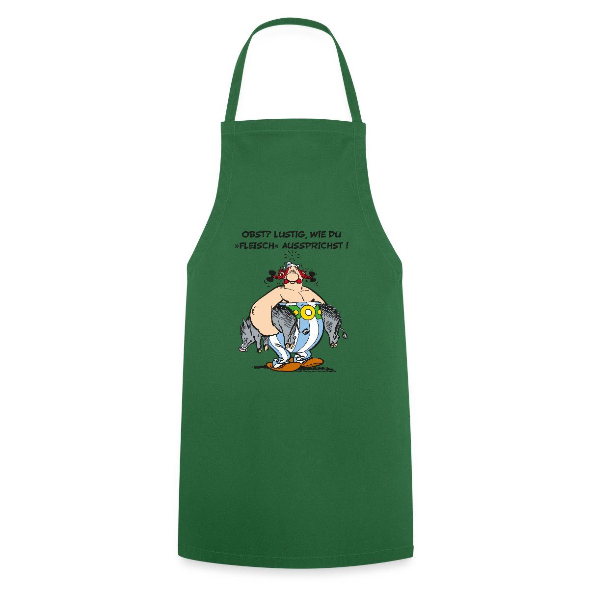 Spreadshirt Kochschürze Asterix und Obelix Obst Fleisch Spruch Kochschürze, (1-tlg)
