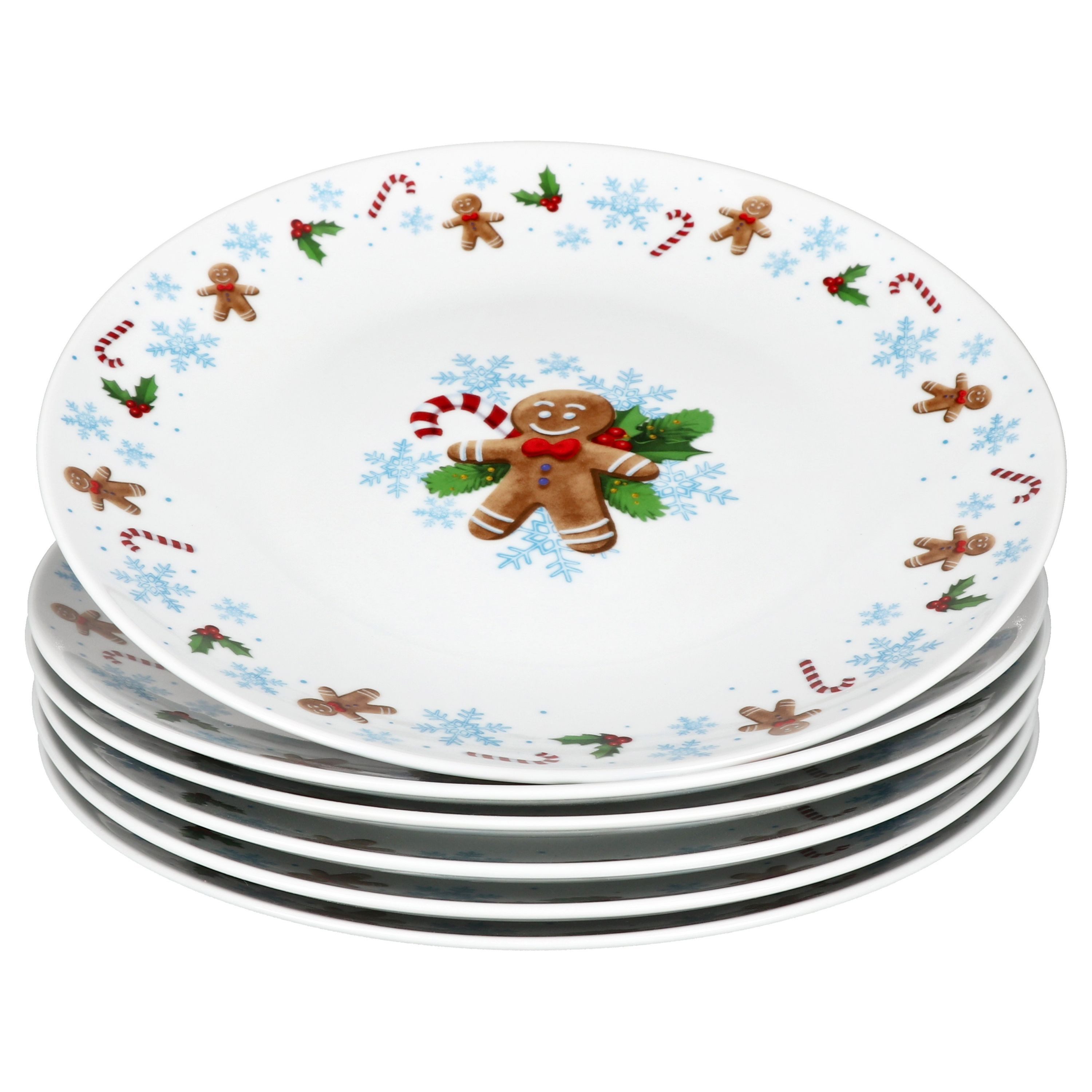 Speiseteller 6x Candyman Speiseteller Porzellan 6 Personen Essteller Weihnachten