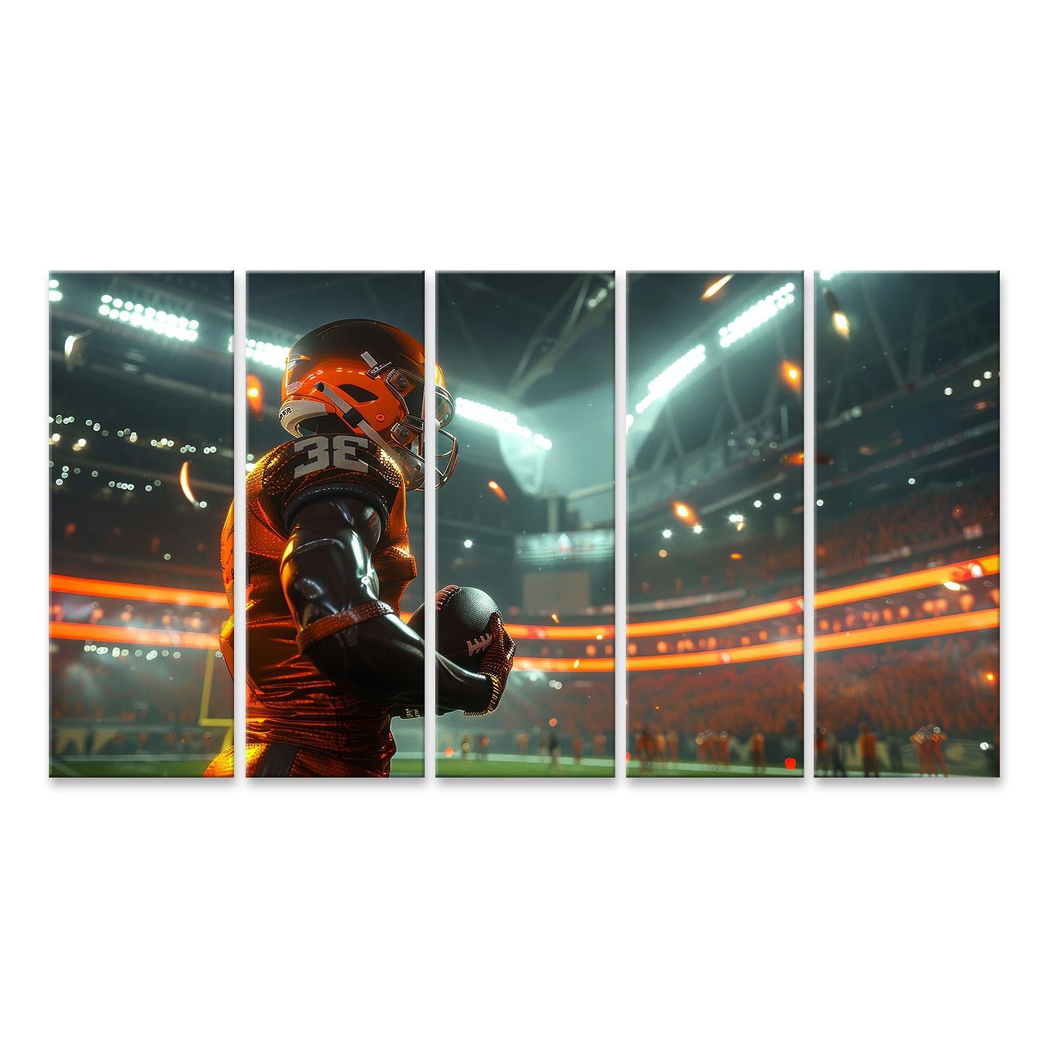 islandburner Leinwandbild, Footballspieler im Stadion bei Nacht (2)