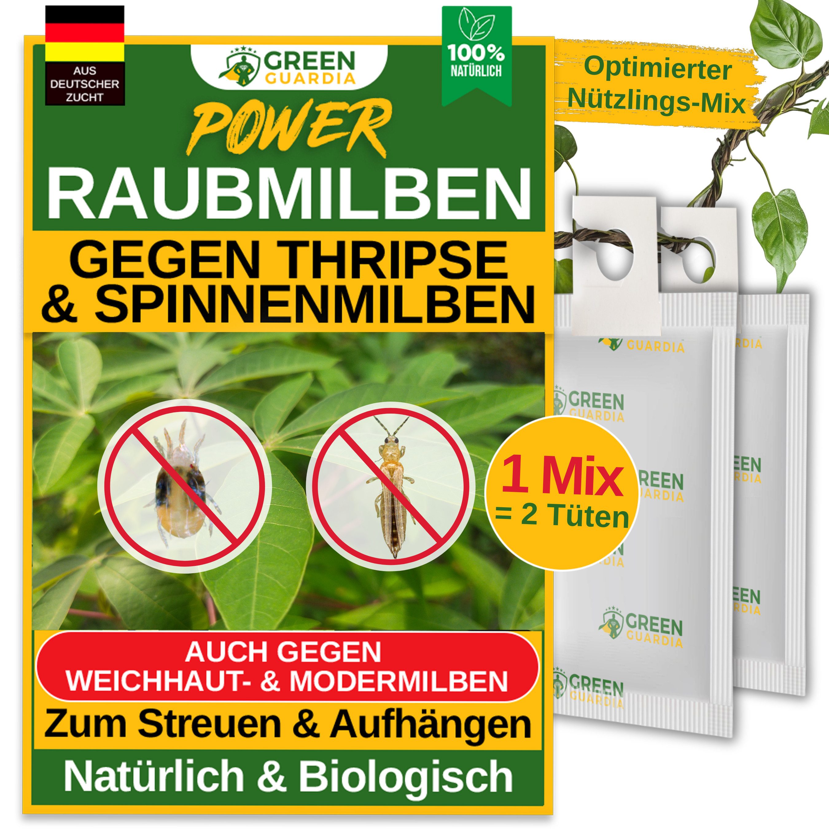 Insektenvernichter Raubmilben Mix gegen Thripse & Spinnmilben - zum Aufhängen od Streuen