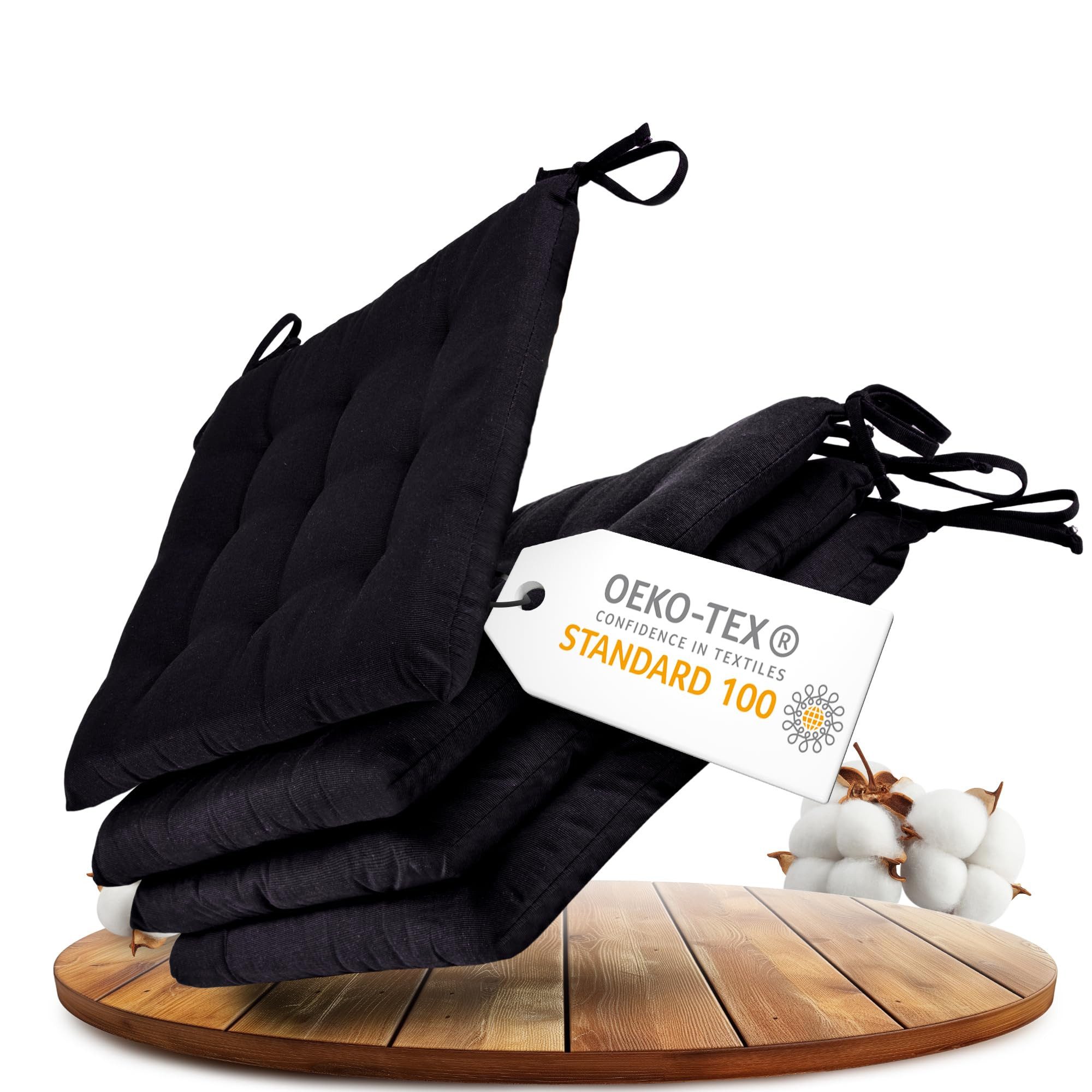 Gräfenstayn Stuhlkissen - 4er Set Sitzkissen 40×40 cm mit Haltebändern - In günstig online kaufen