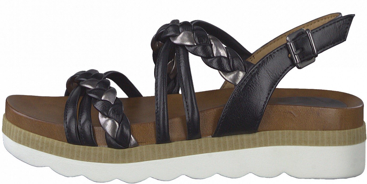 MARCO TOZZI Sandale schönen Metallic-Details mit schwarz-silberfarben