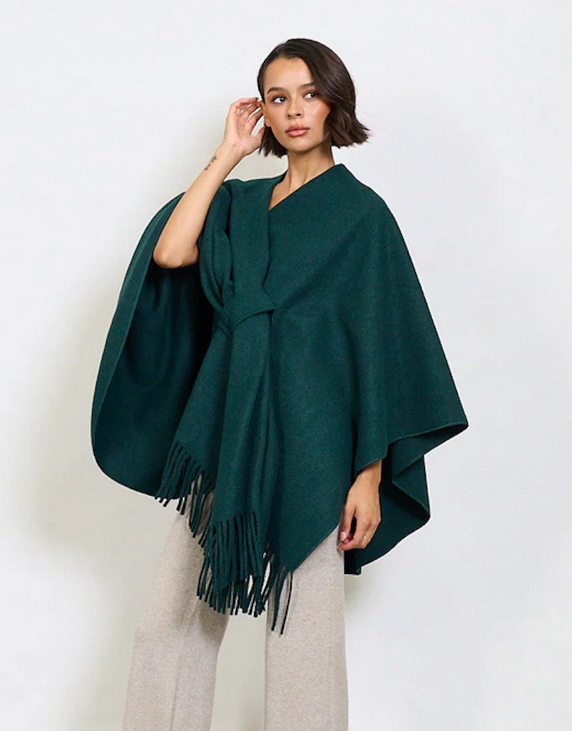 BZNA Poncho BZNA Valerie Strickponcho - Wolltuch mit Fransen - Cape MADE IN ITALY mit Fransen