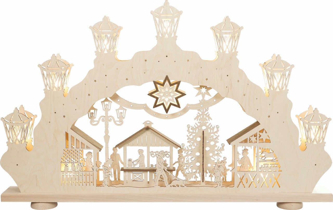 SAICO Original LED Schwibbogen XXL-3D-Lichterbogen, Weihnachtsmarkt, LED-Beleuchtung, warmweiß, BxHxT: 112x71x10 cm