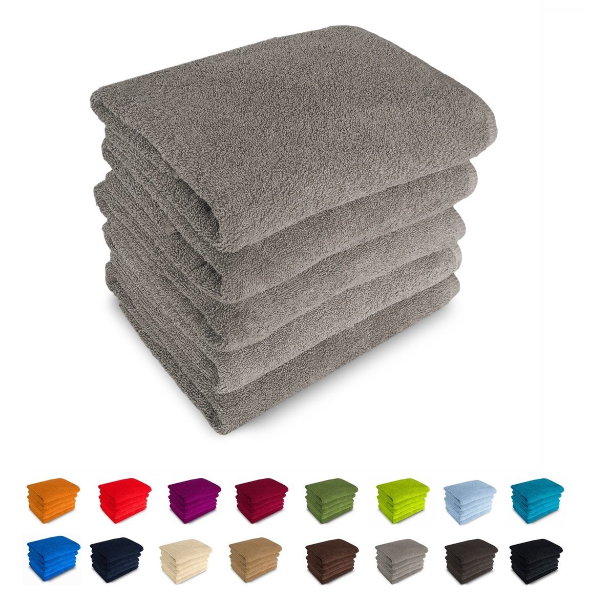 MatratzenL.A.B® Handtuch Set Rimini 500 g/m², 100% Baumwolle, (Duschtücher 70x140 cm Set, 5-tlg), Frotee, mit Aufhänger, 23 Farben, einzeln verpackt grau - 06