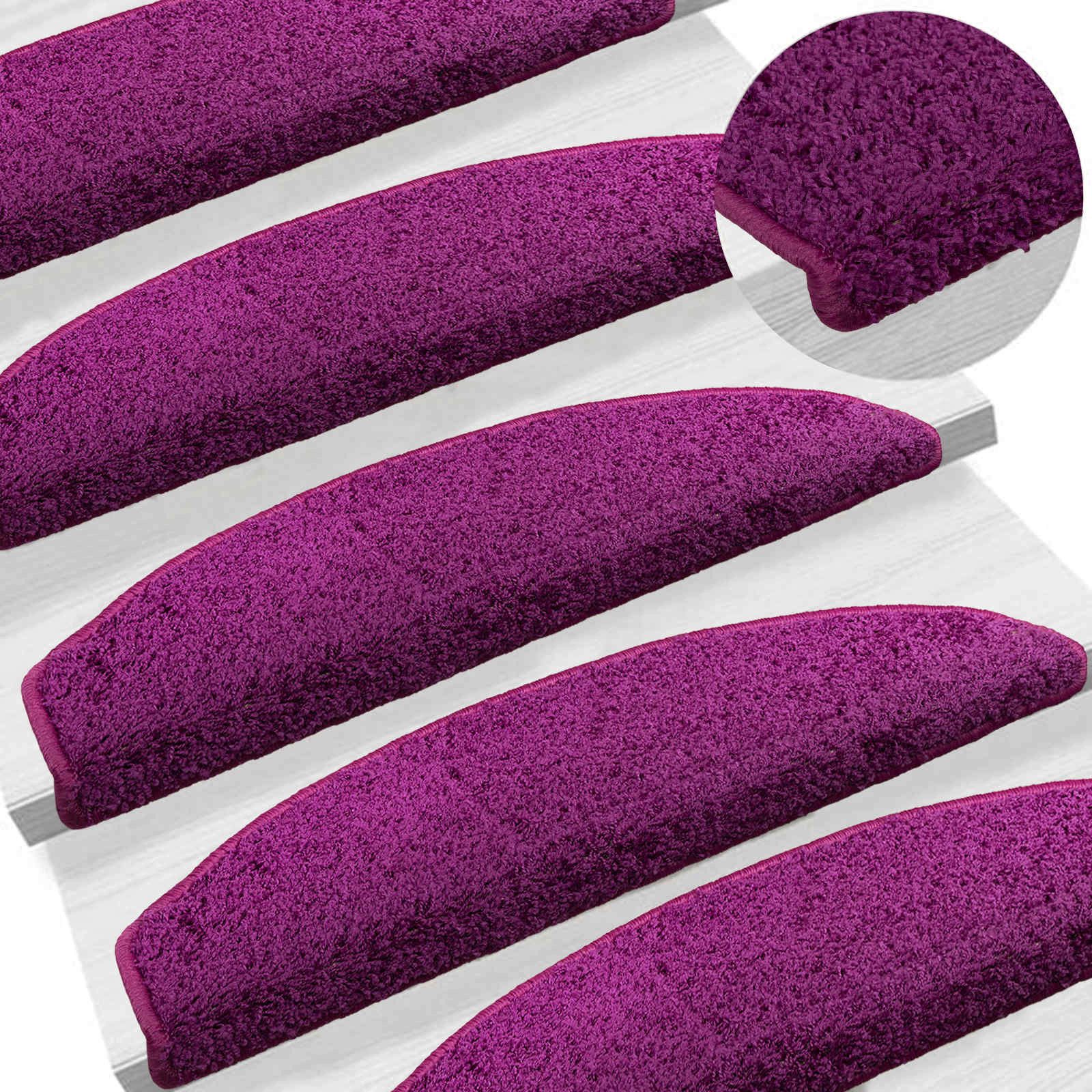 vidaXL Stufenmatte 80 x 24,5 x 3,5 cm Selbstklebende Treppenschoner 15 pcs Violett 80x24