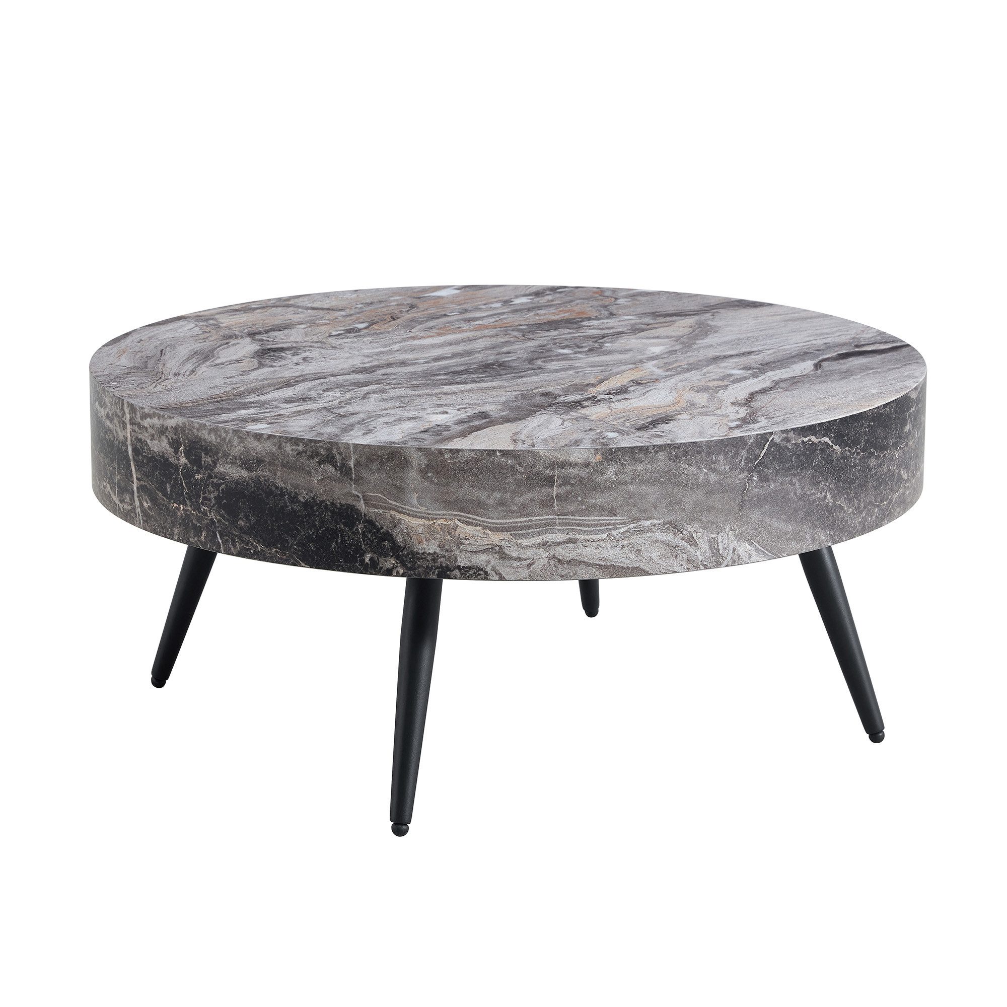 gopop Couchtisch runder Wohnzimmertisch mit Metallbeinen im Industriestil (1-St), 70 x 35,5 cm