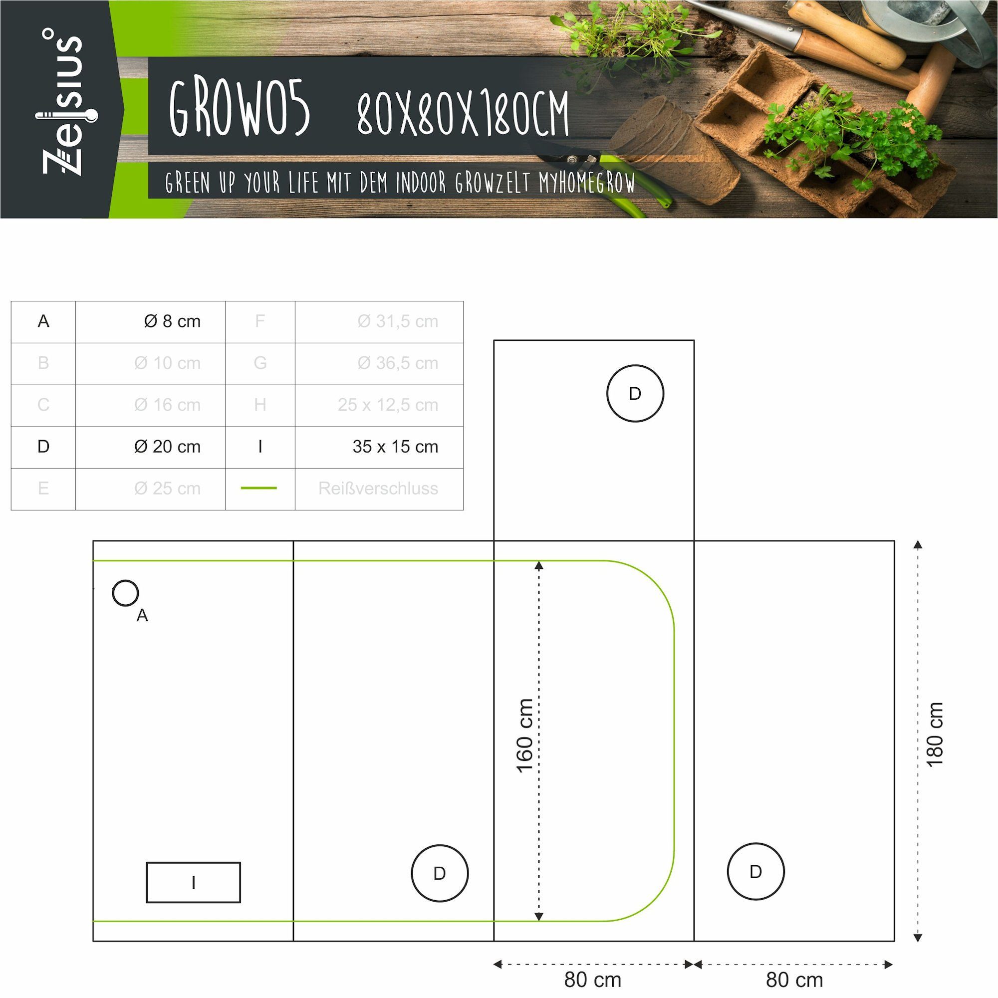 Zelsius Gewächshaus Grow Tent 80 x günstig online kaufen