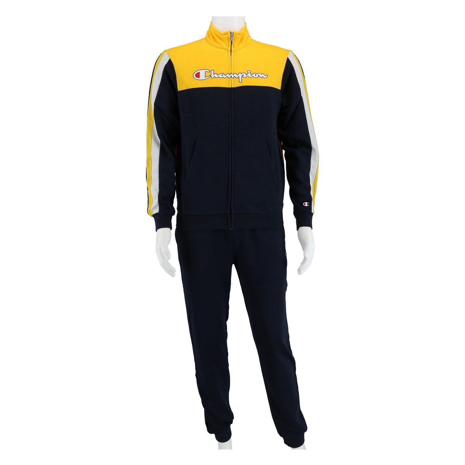 Champion Trainingsanzug (Jacke & Hose) Big Logo dunkelblau/gelb Jungen