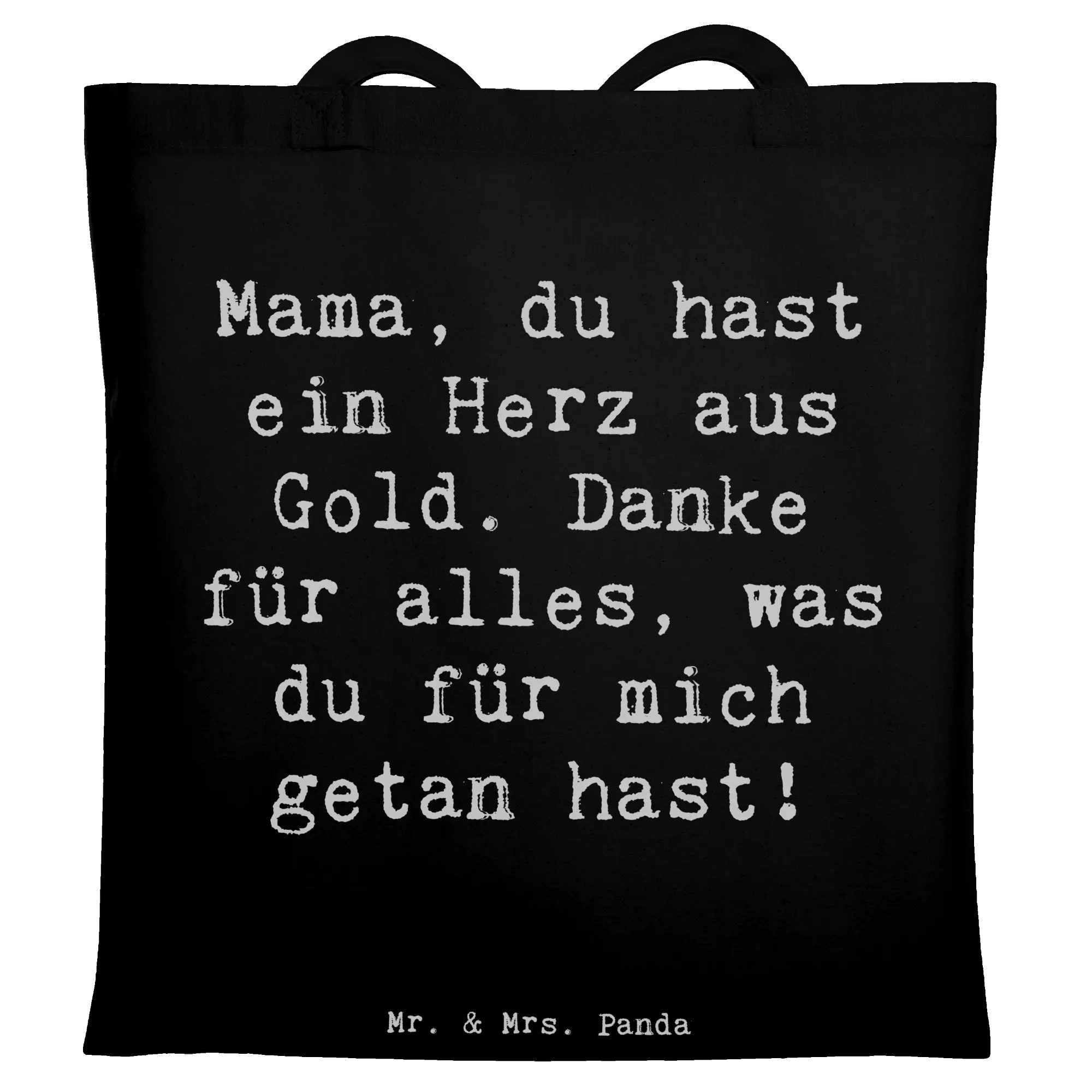 Tragetasche Spruch Mama Herz Gold - Schwarz - Geschenk, Wertschätzung, beste, Mr.