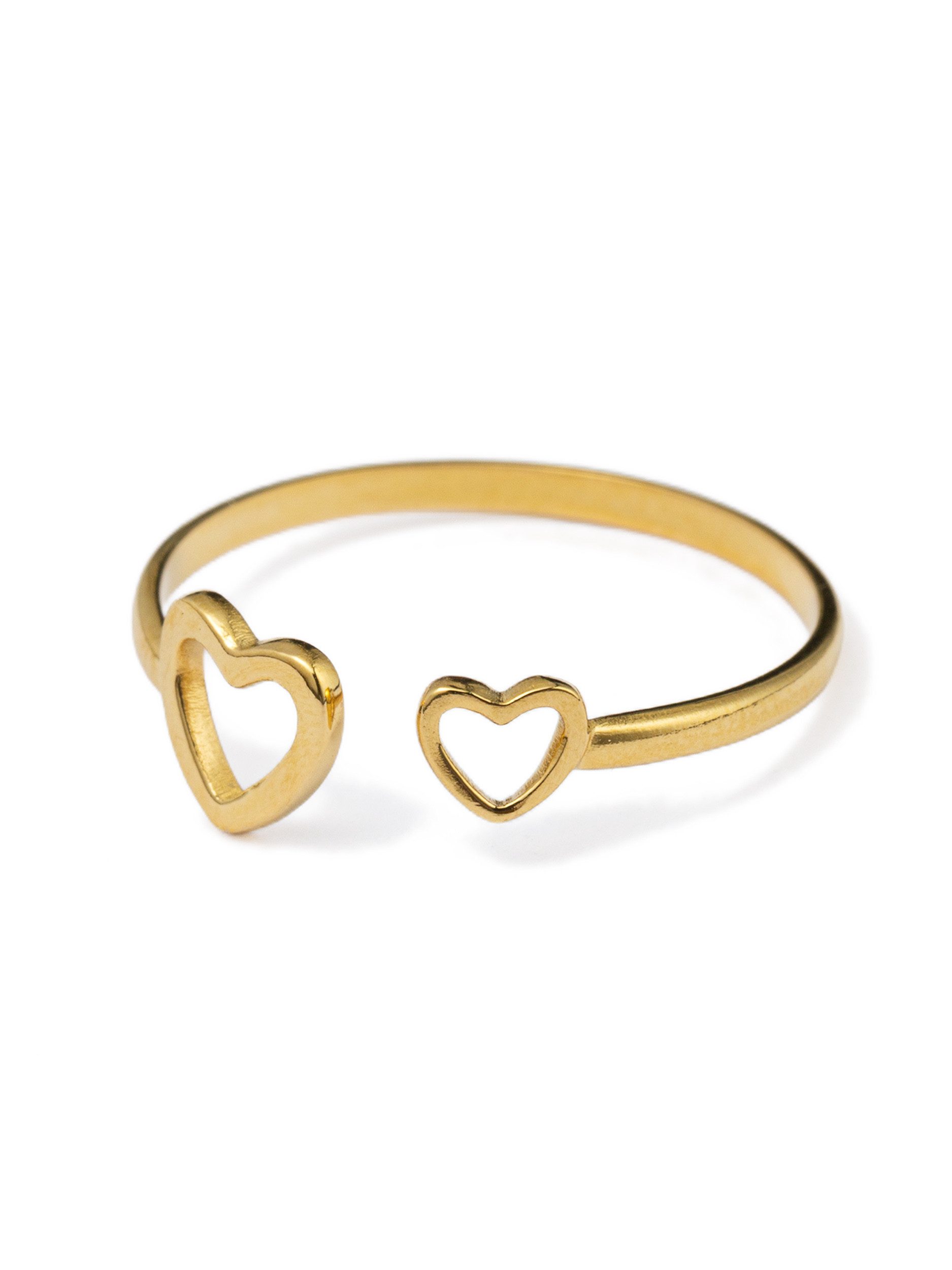 Firetti Fingerring Schmuck Geschenk Edelstahl Damenring Ring Herz Größenverstellbar, Made in Germany