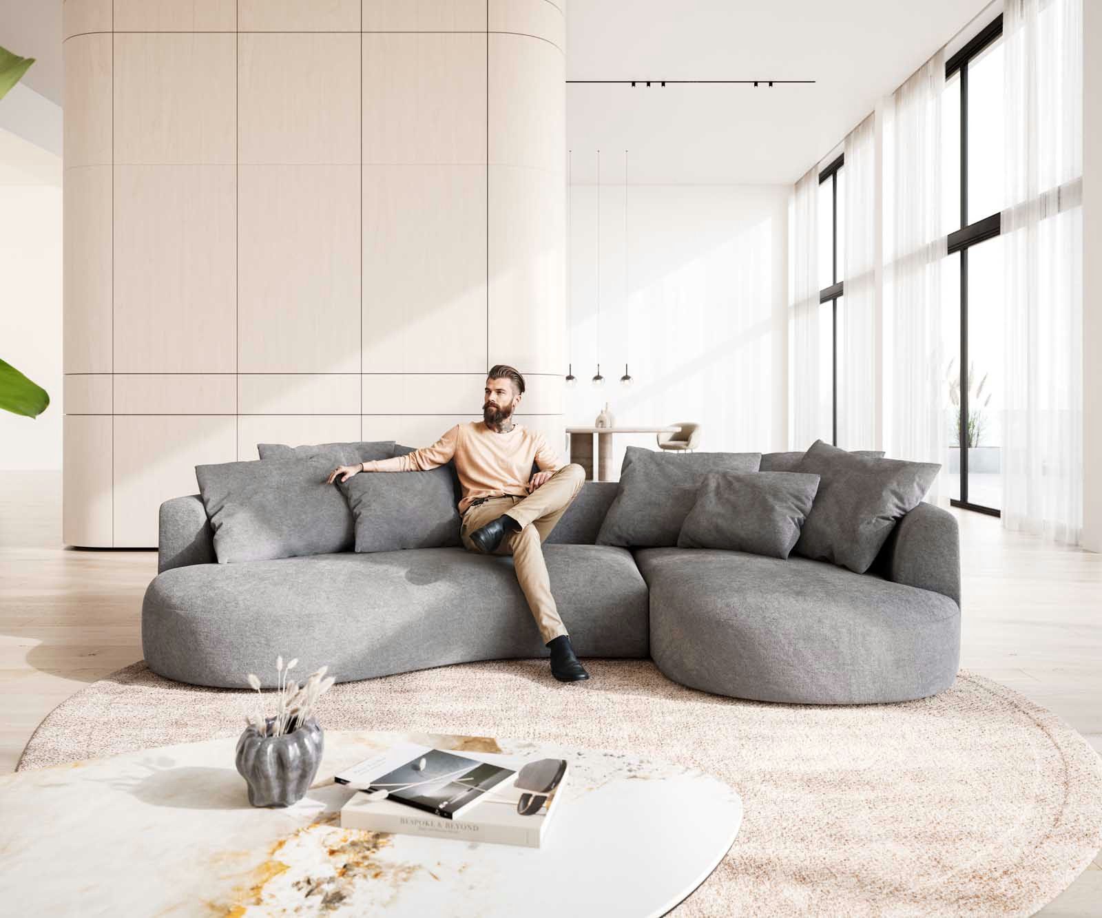 DELIFE Big-Sofa Edina, Mikrofaser Grau 330x170 günstig online kaufen