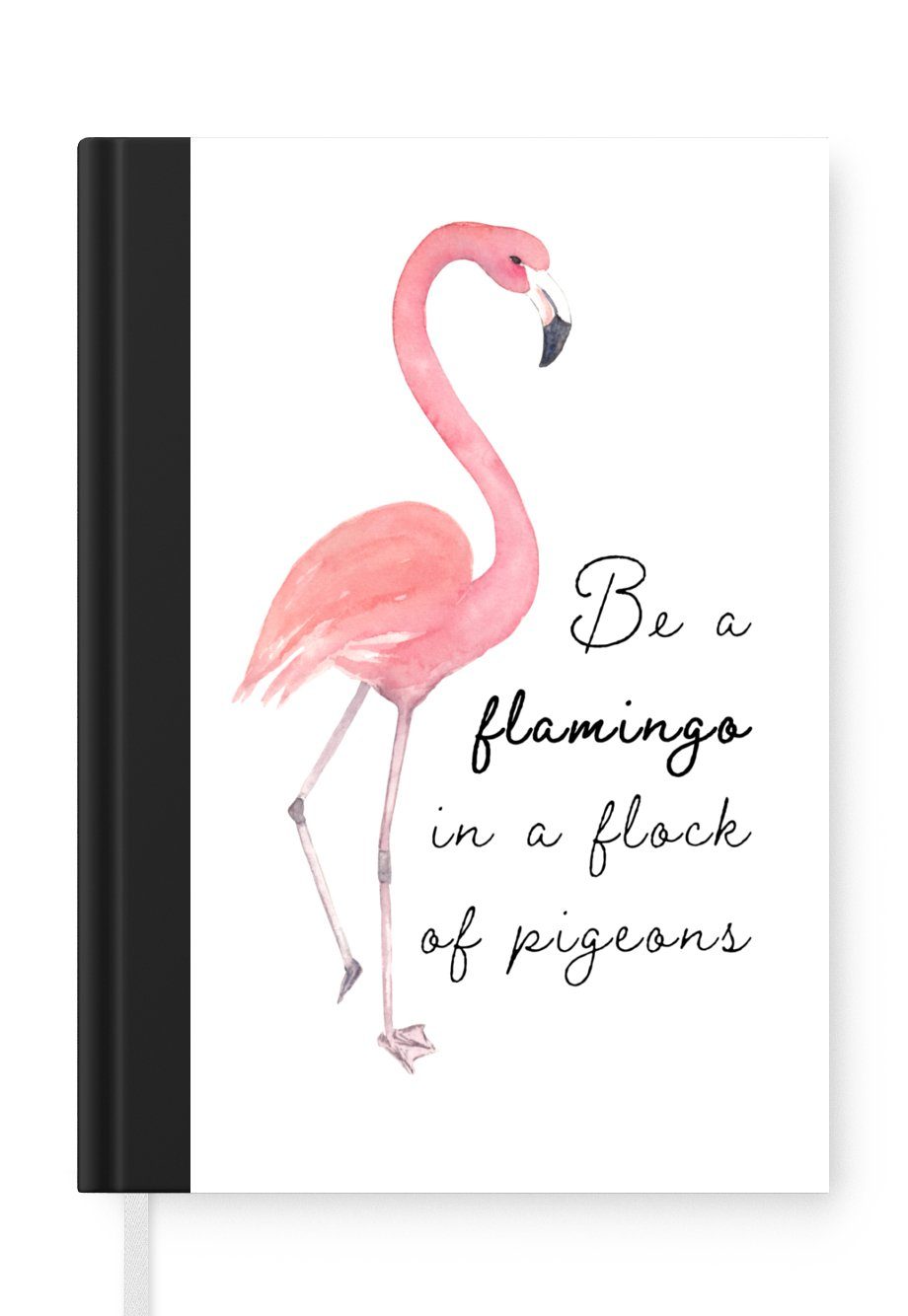 MuchoWow Notizbuch Rosa - Flamingo - Zeichnung, Journal, Merkzettel, Tagebuch, Notizheft, A5, 98 Seiten, Haushaltsbuch
