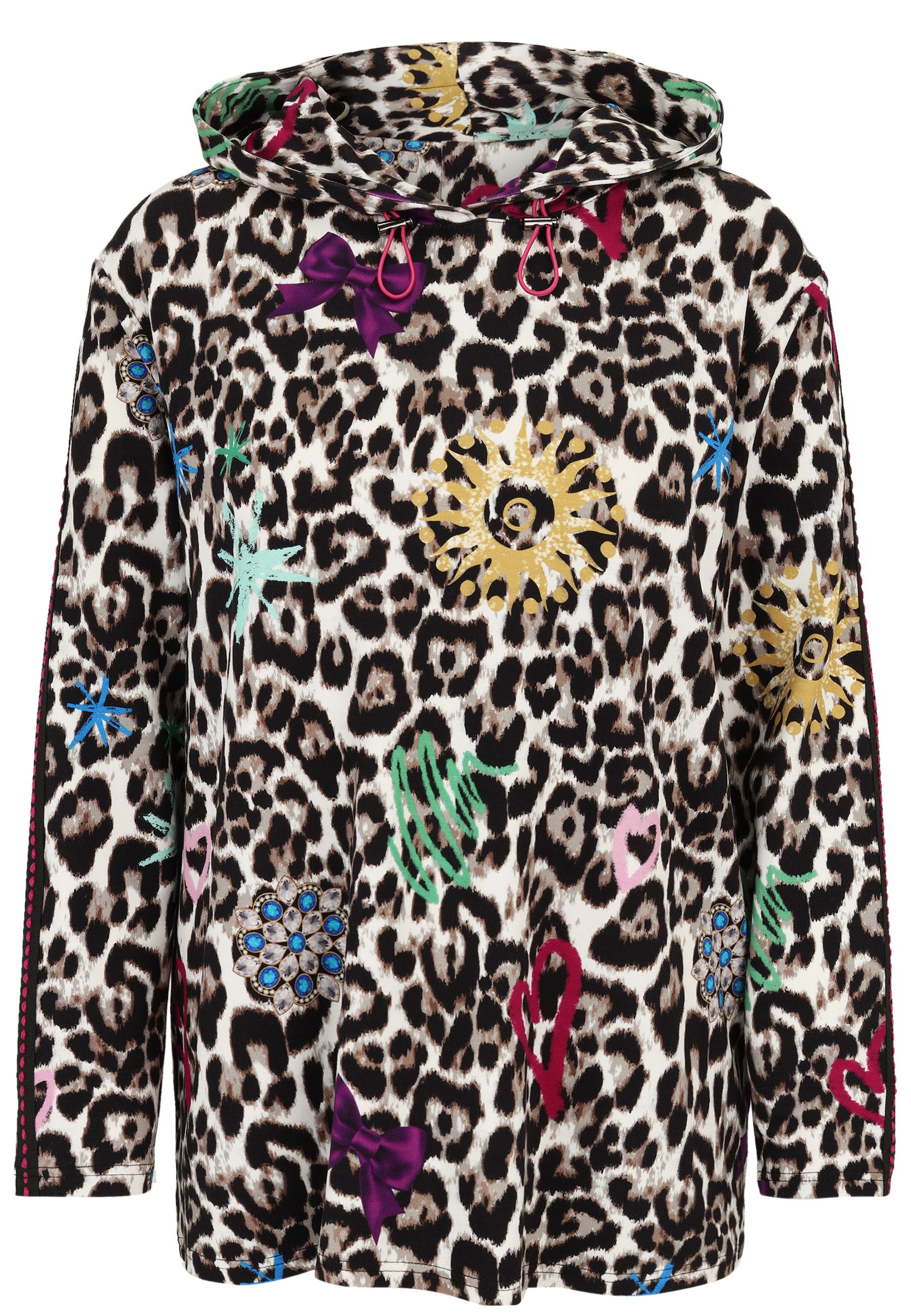 Doris Streich Hoodie mit Hoodie und Leo-Print günstig online kaufen
