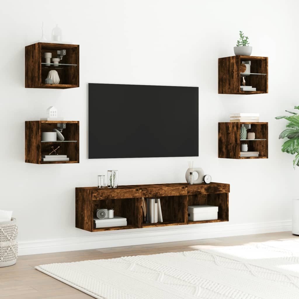 vidaXL TV-Wand 7-tlg. Wohnwand mit LED-Beleuchtung günstig online kaufen