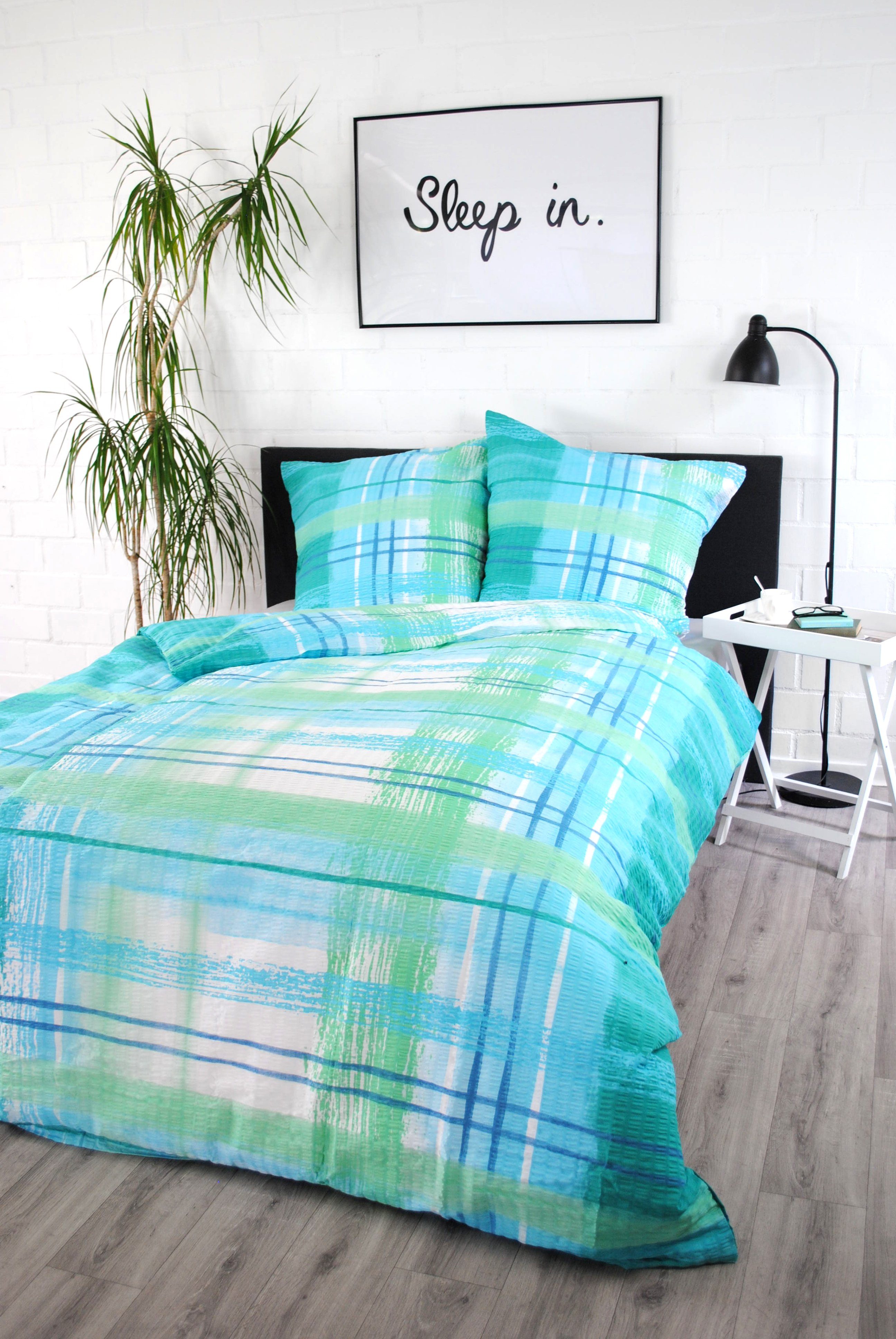 jilda-tex Bettwäsche Watercolor Blue, Seersucker, 2 teilig, mit grafischem günstig online kaufen