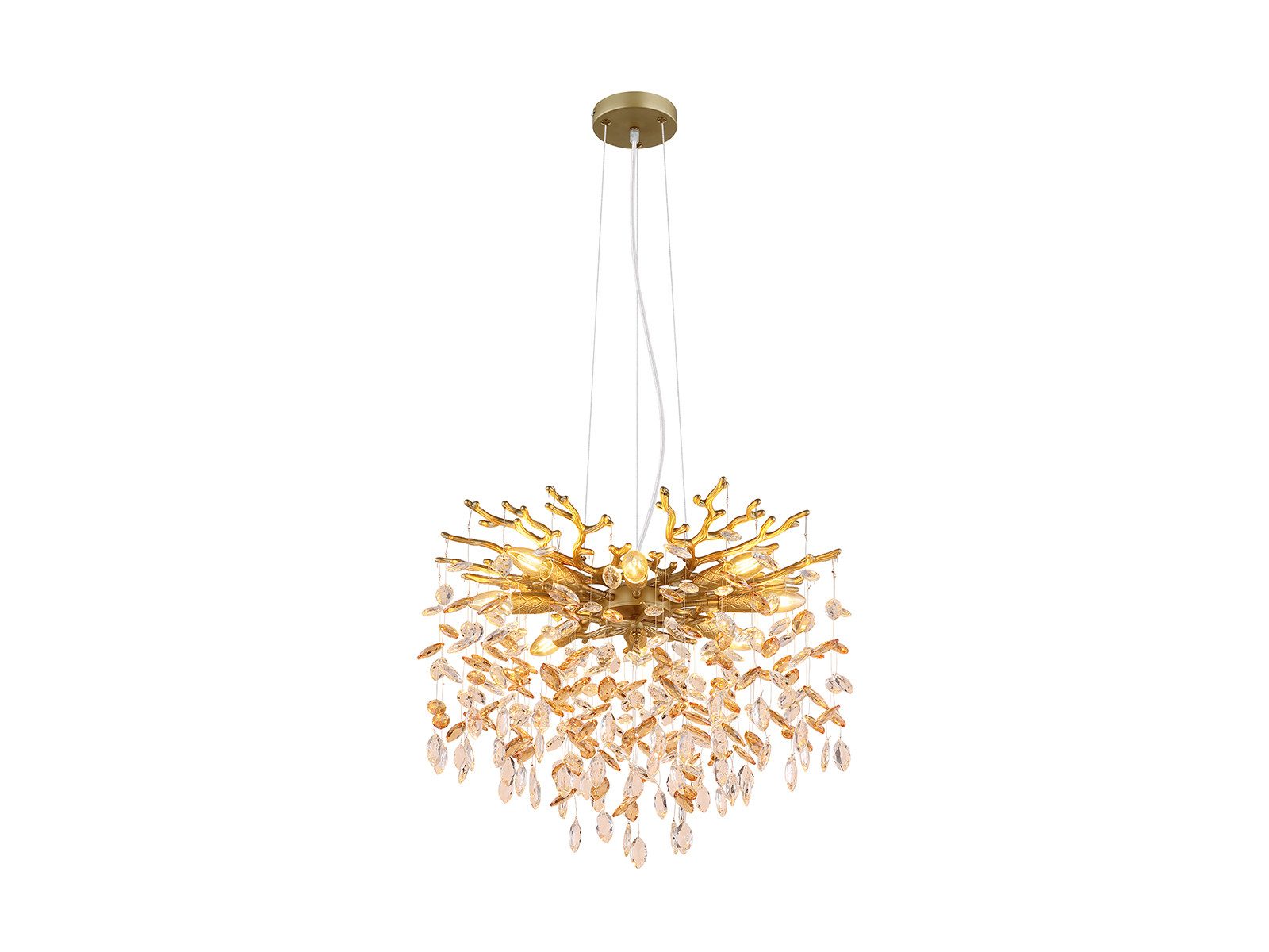 GLOBO LIGHTING LED Kronleuchter mit Kristall 2-farbig Ø 60cm, Dimmfunktion, LED wechselbar, Warmweiß, ausgefallene Pendelleuchte groß für Esstisch, Esszimmer-Lampe hängend