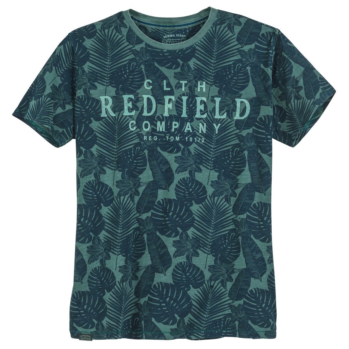 Rundhalsshirt Redfield Übergrößen T-Shirt grün Alloverprint floral