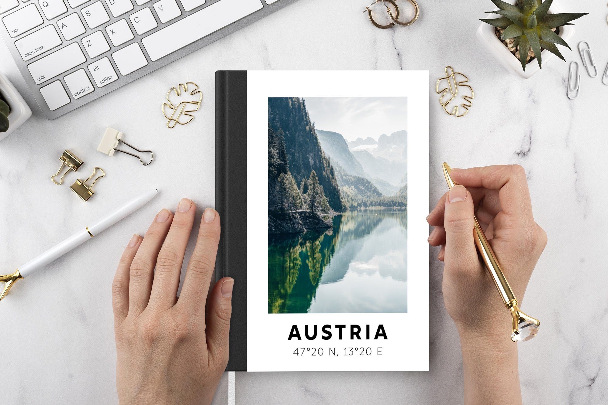 - Österreich Journal, Merkzettel, A5, 98 Tagebuch, Notizheft, Notizbuch Seiten, - - Berg, Alpen Haushaltsbuch MuchoWow Wasser