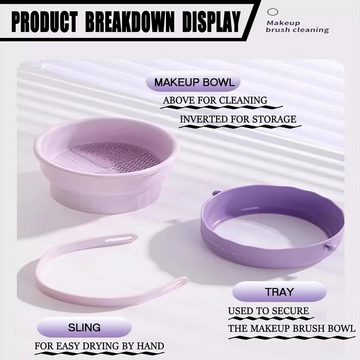 yhroo Kosmetikpinsel-Set 2-in-1-Reinigungsschale für Make-up-Pinsel aus Silikon, 2 tlg., Tragbare Wäscheständerbürste zur Aufbewahrung und Lufttrocknung