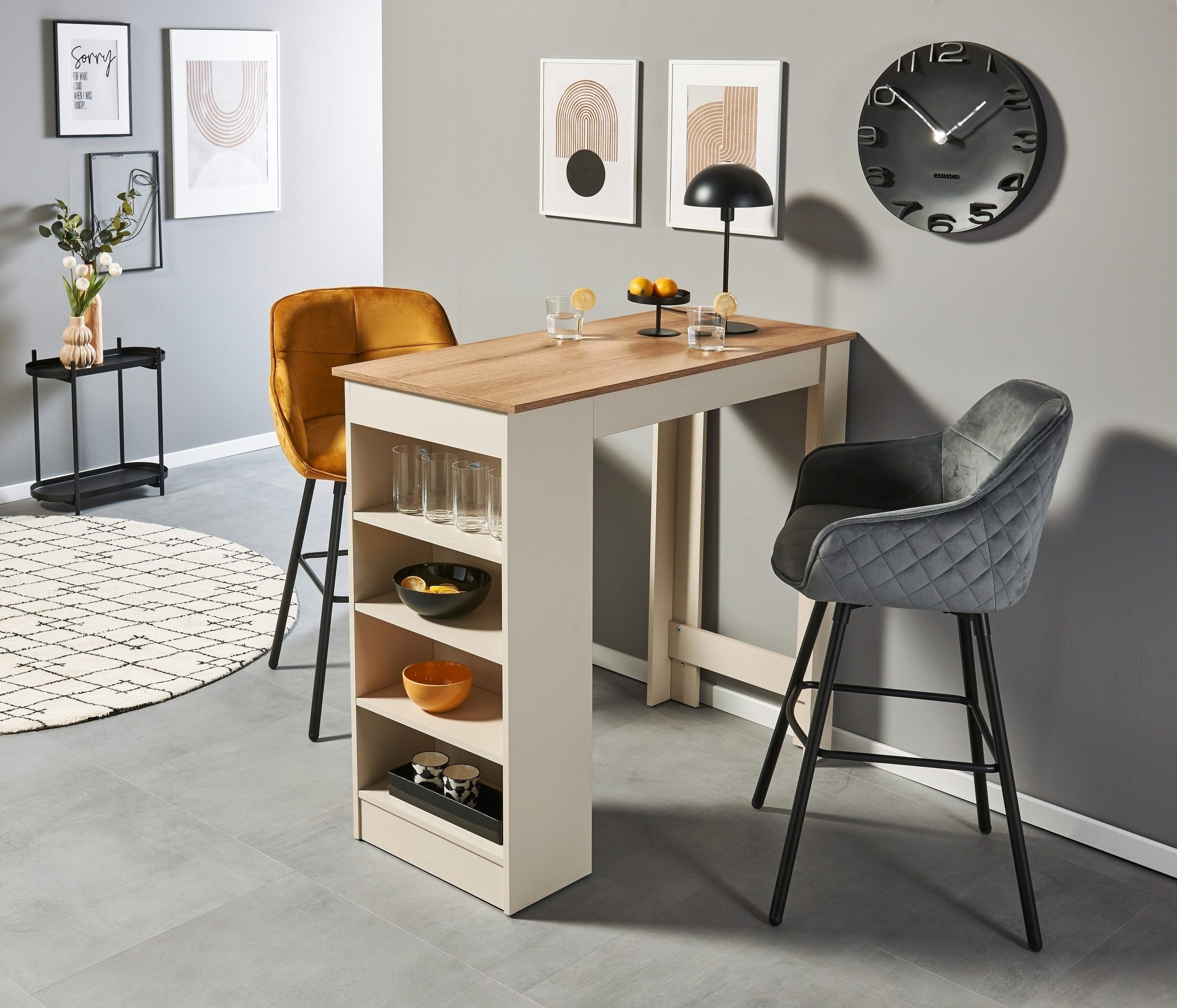 PREISBRECHER Bartisch Mojito, in Evoke Eiche Dekor, kaschmir - 115x103x50cm günstig online kaufen