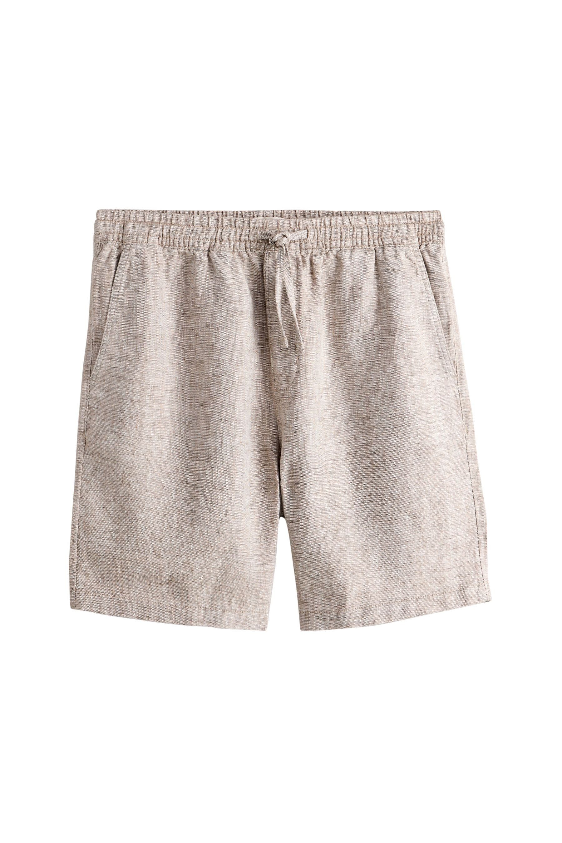 Shorts Shorts mit Tunnelzugbund aus schwerem Leinenstoff