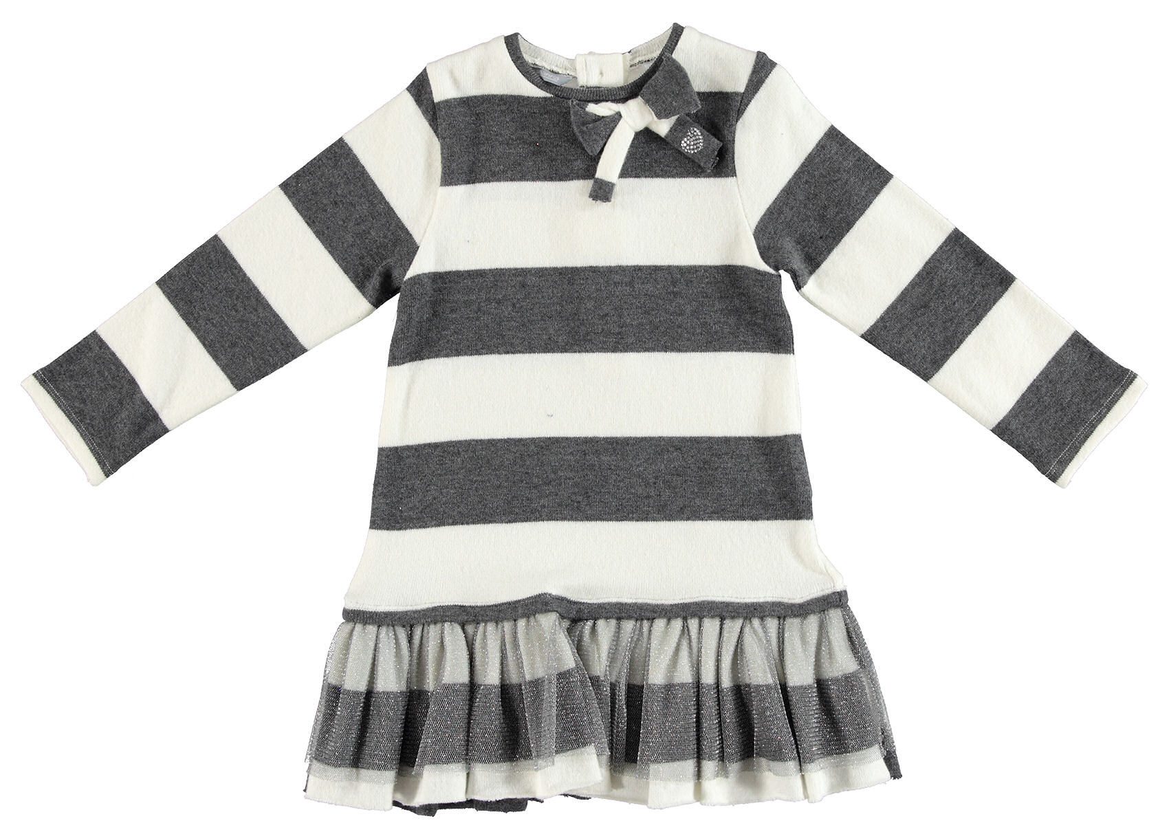 Sarabanda Strickkleid Sarabanda Mädchen Strickkleid Schleife Kleid Langarm gestreift grau (kein Set, 1-tlg) Markenlabel