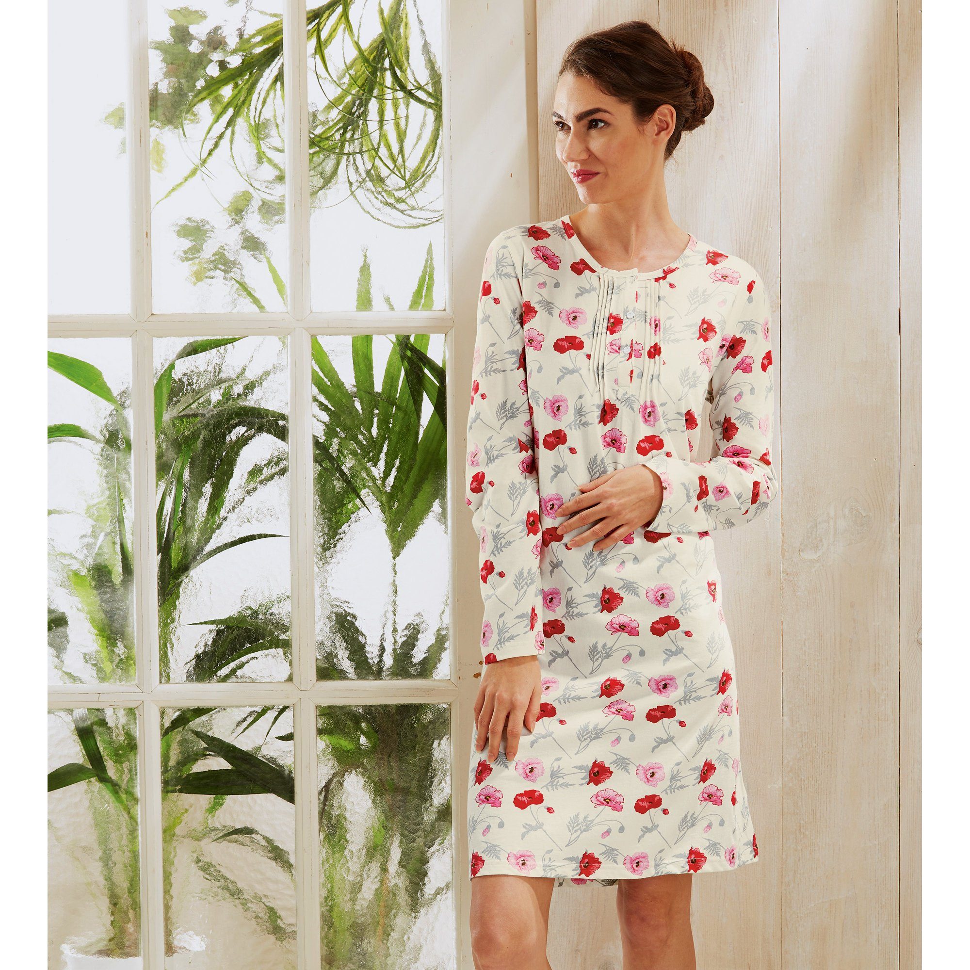 Erwin Müller Nachthemd Damen-Nachthemd Single-Jersey Blumen – Bild 2 von 5