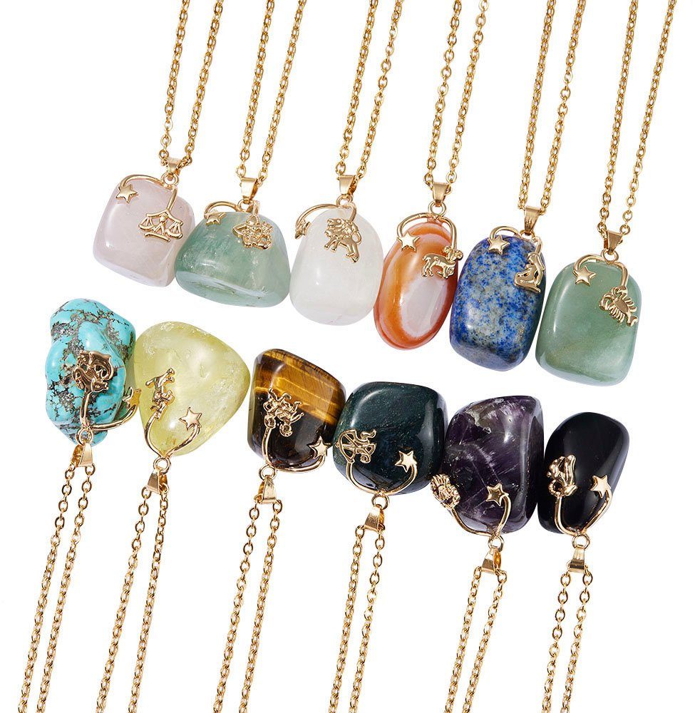 Firetti Kette mit Anhänger Schmuck Geschenk Halsschmuck Anker/Halskette Sternzeichen Geburtsstein, Made in Germany - mit Edelstein