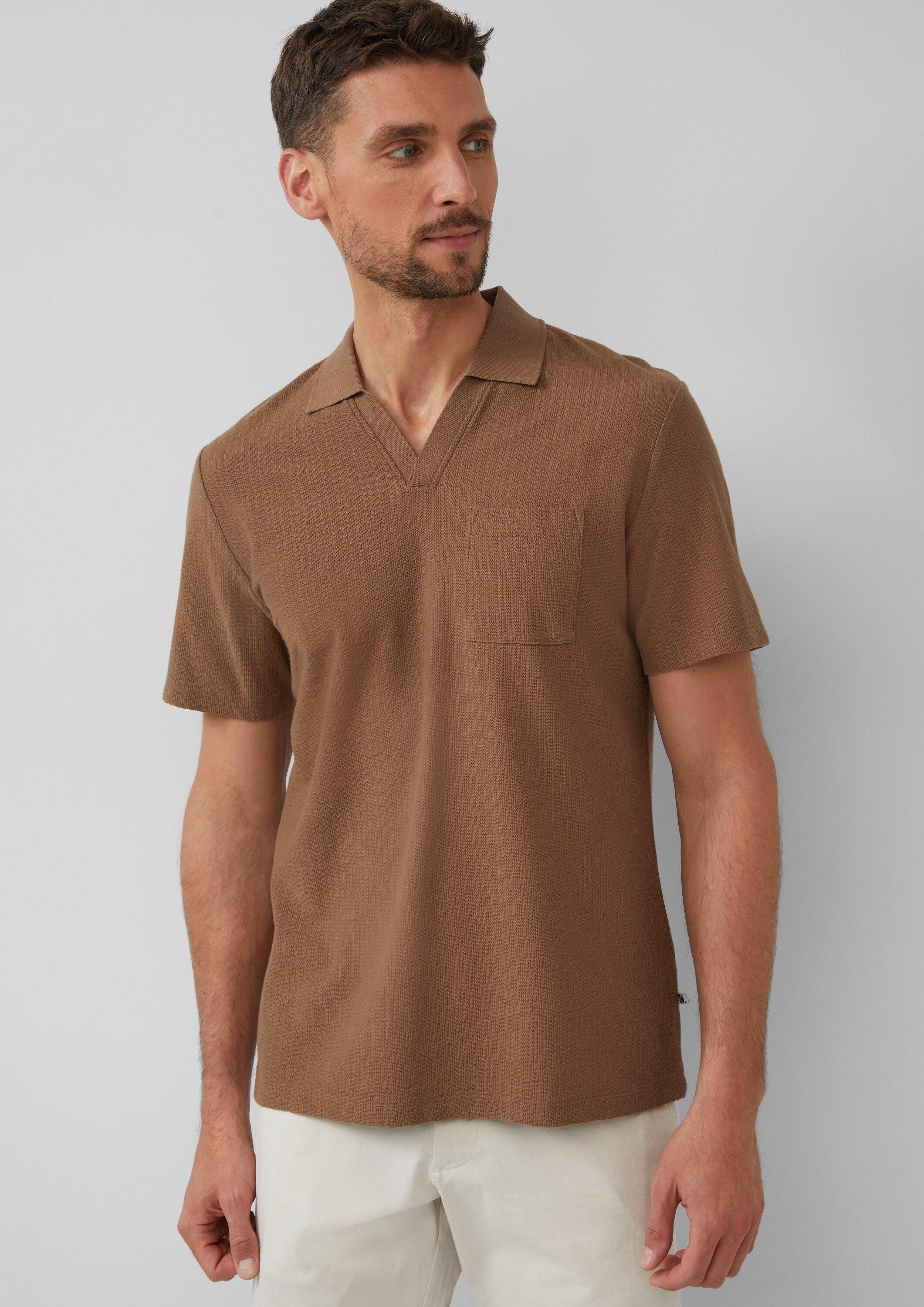 s.Oliver Kurzarmshirt Polo-Shirt Poloshirt aus Struktur-Jersey mit Brusttas günstig online kaufen