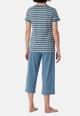 Schiesser Pyjama Casual Essentials (Set, 2 tlg) Schlafanzug - Baumwolle - Atmungsaktiv - Set aus T-Shirt und 3/4-Hose